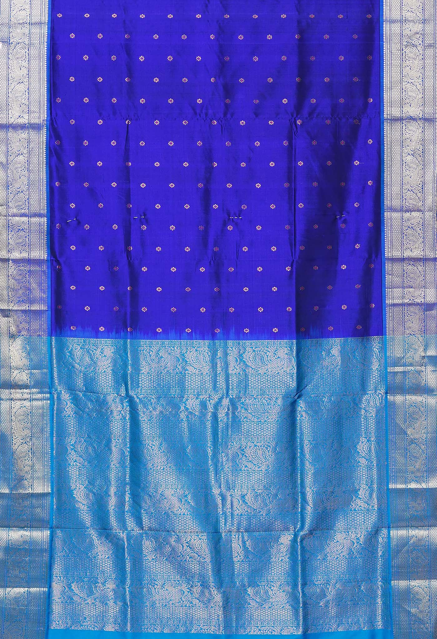 Dark Blue Pure Assam Silk Saree-UNM80709