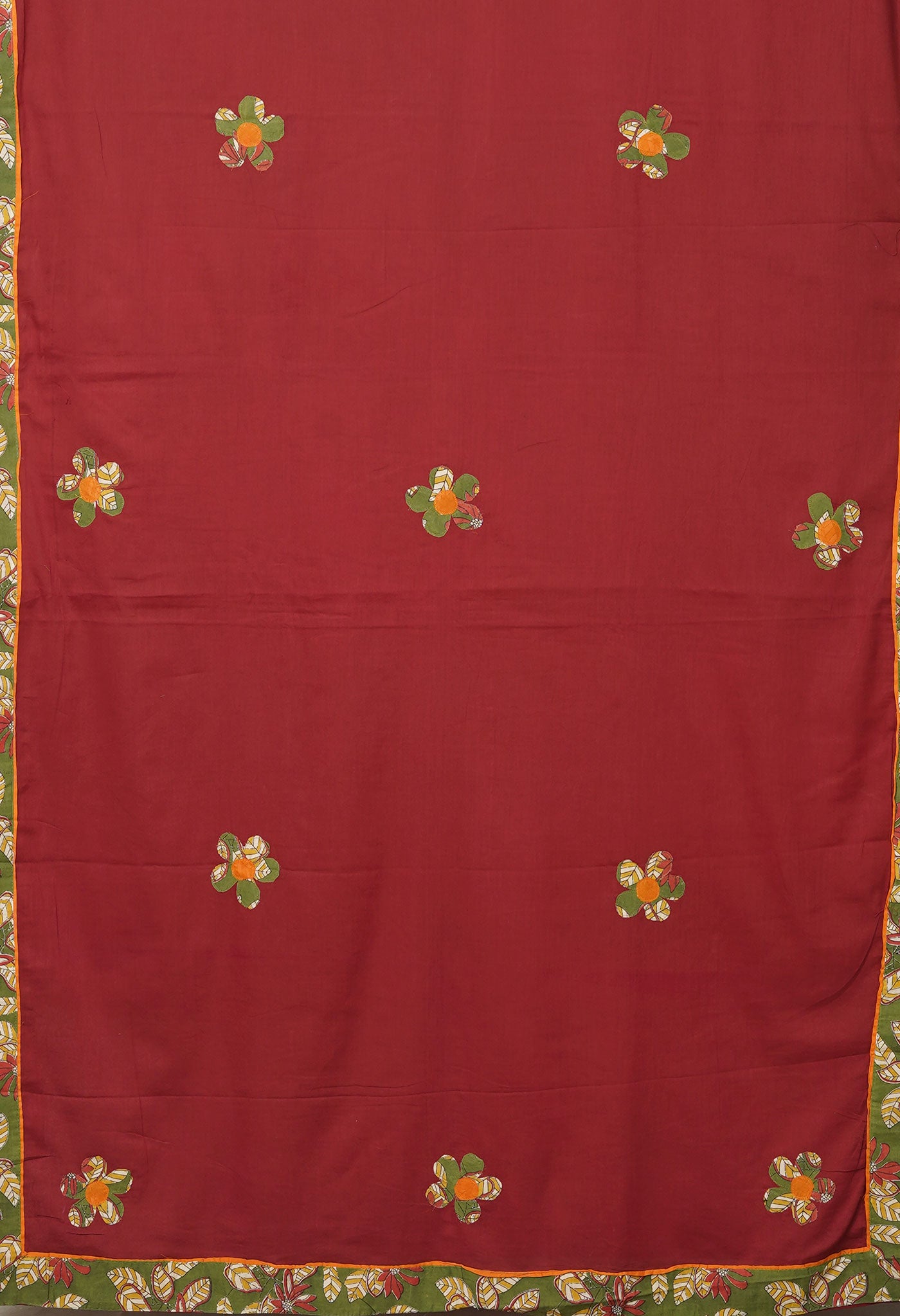 Maroon Pure Applique Work Mulmul Cotton Saree-UNM80753