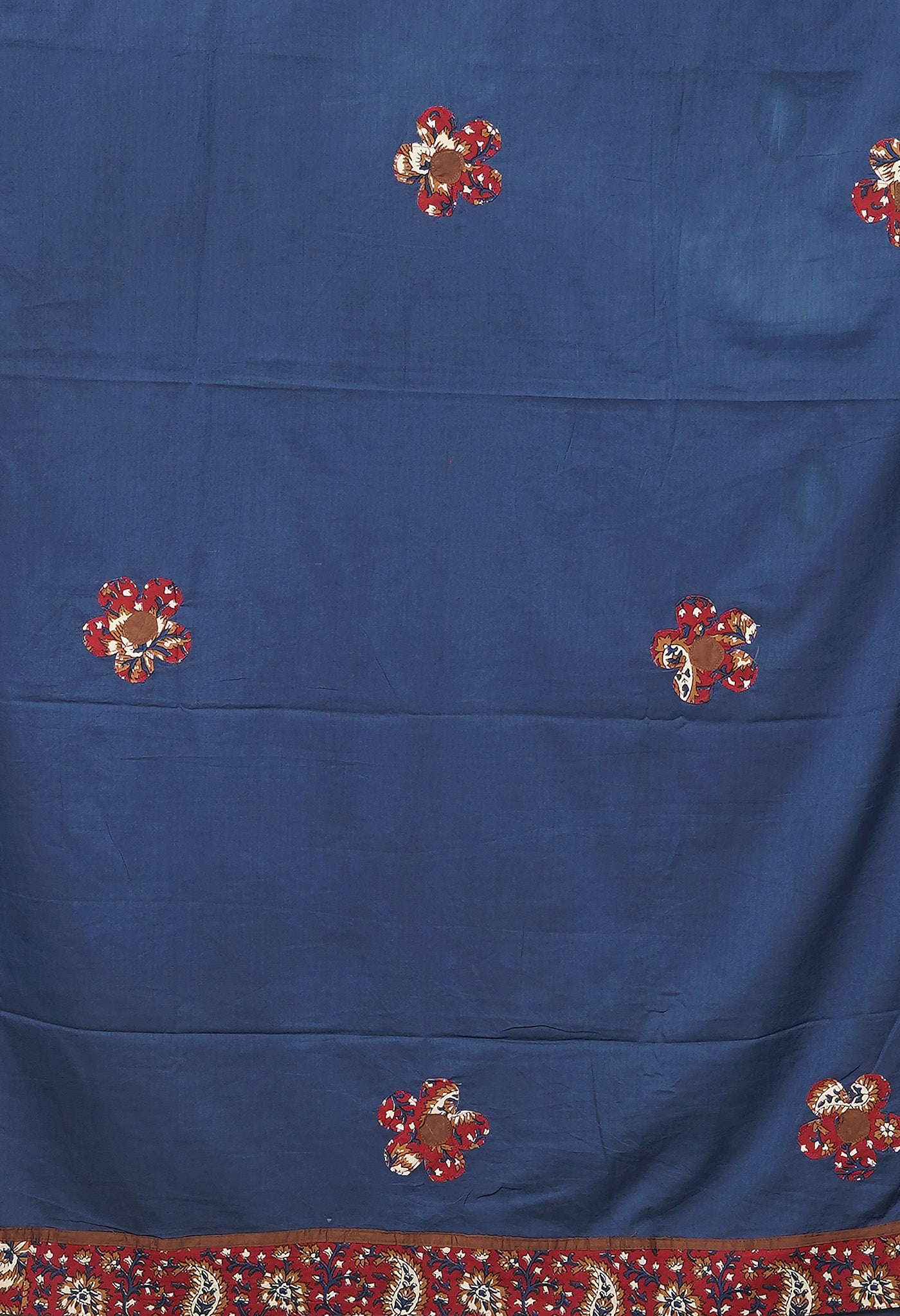 Blue Pure Applique Work Mulmul Cotton Saree-UNM80757