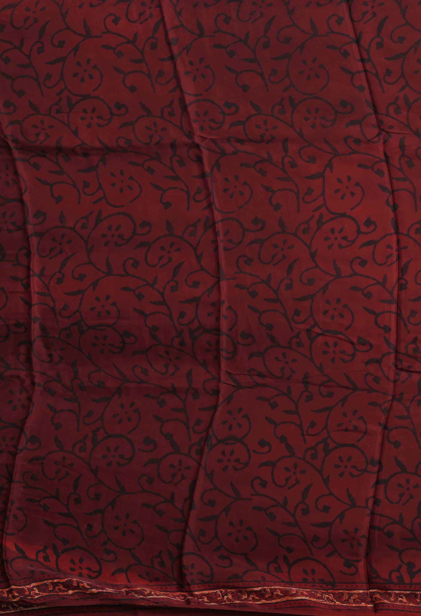 Red Pure Ajrakh Printed Gaji Soft Silk Saree-UNM81029