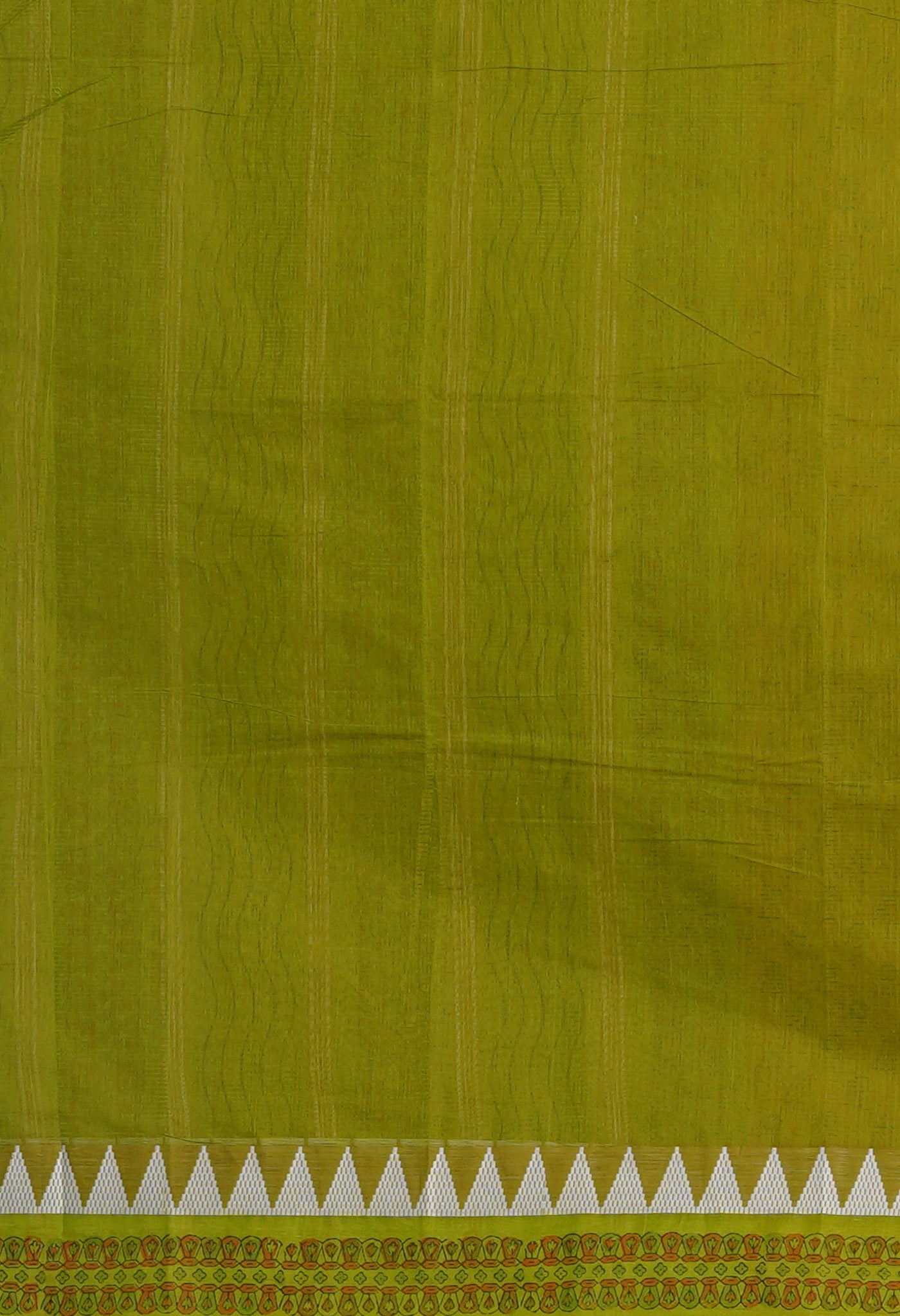 Yellow Pure Hand Block Printed Mangalgiri Cotton Saree-UNM81301