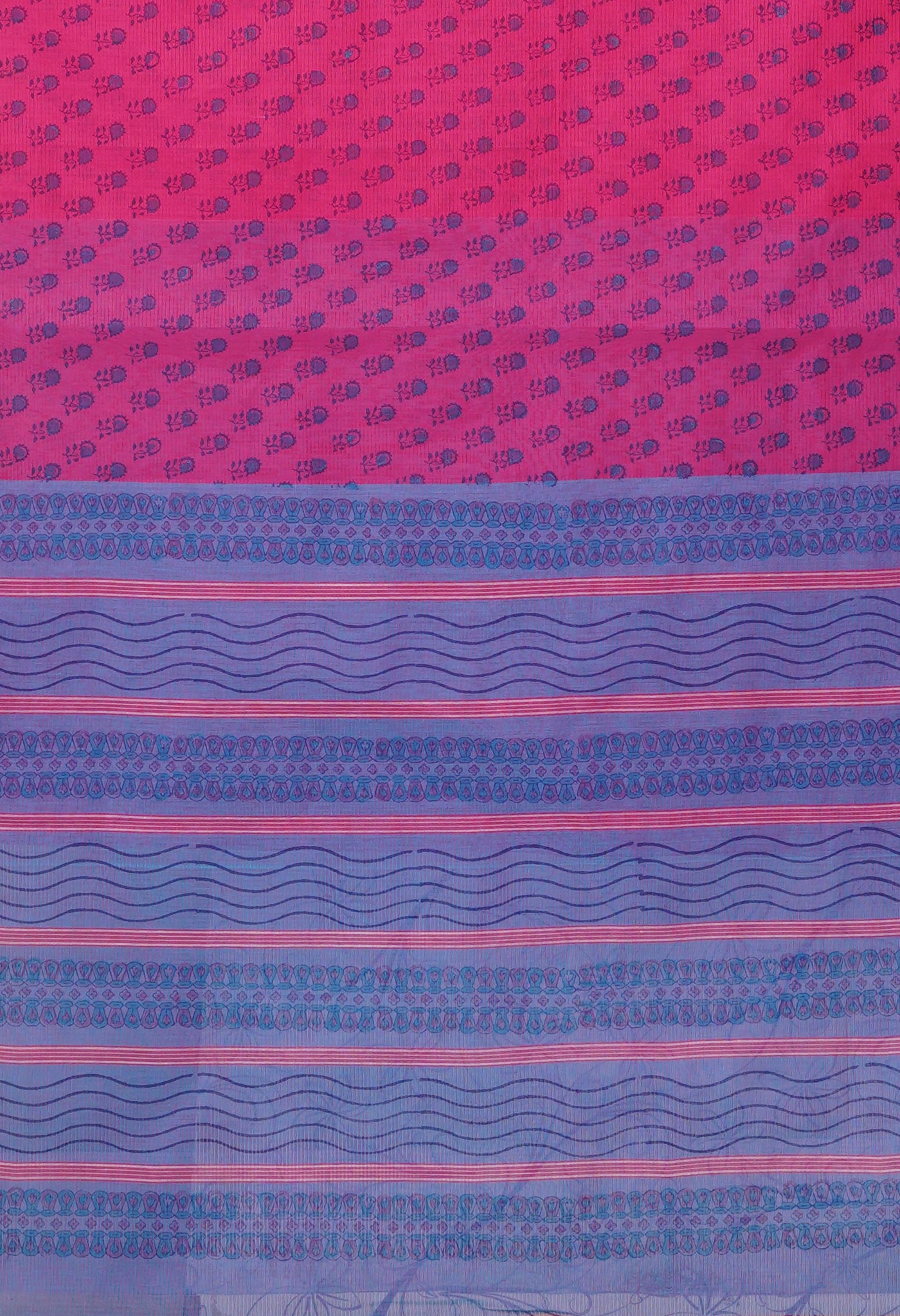 Pink Pure Hand Block Printed Mangalgiri Cotton Saree-UNM81304