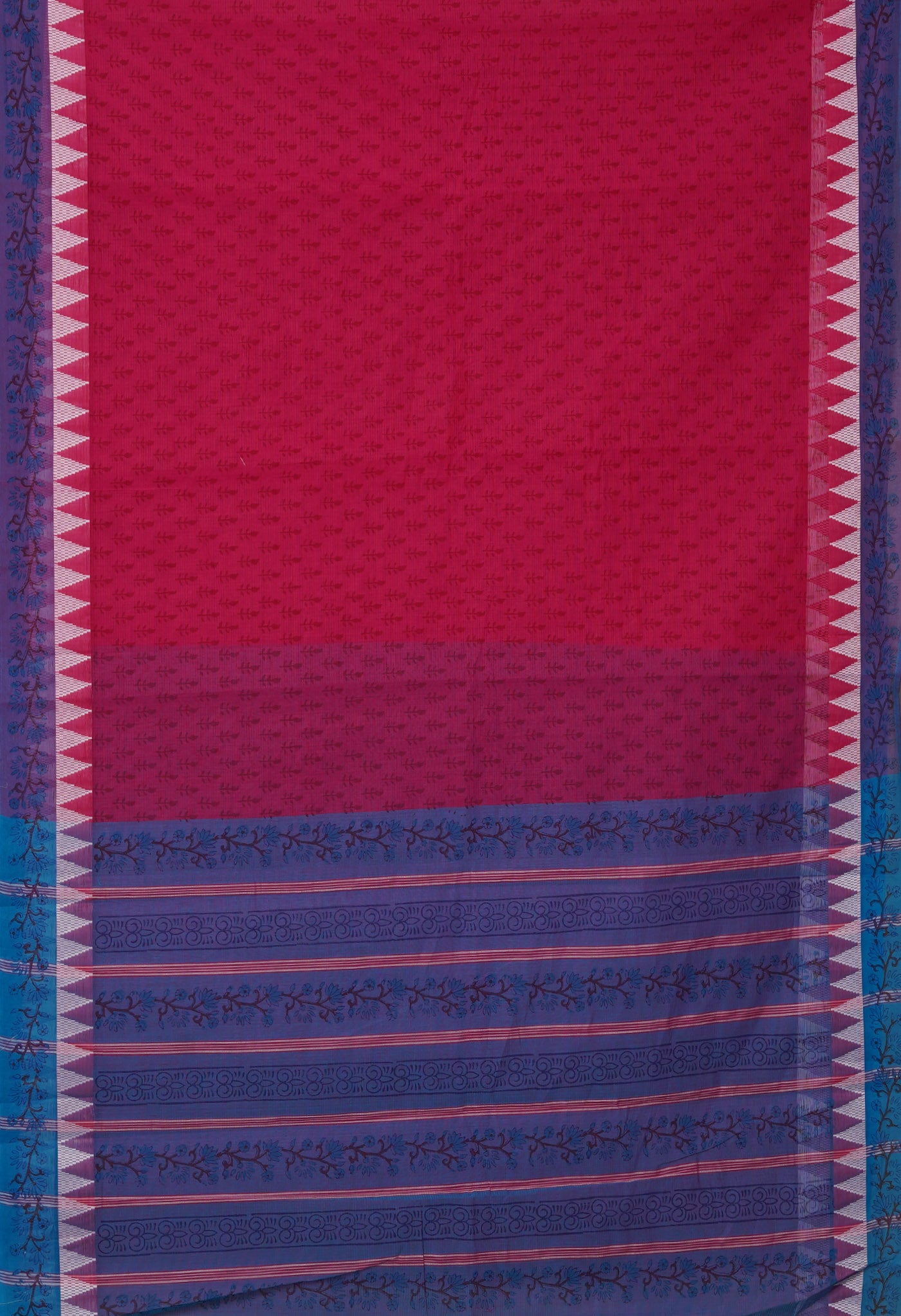 Pink Pure Hand Block Printed Mangalgiri Cotton Saree-UNM81312