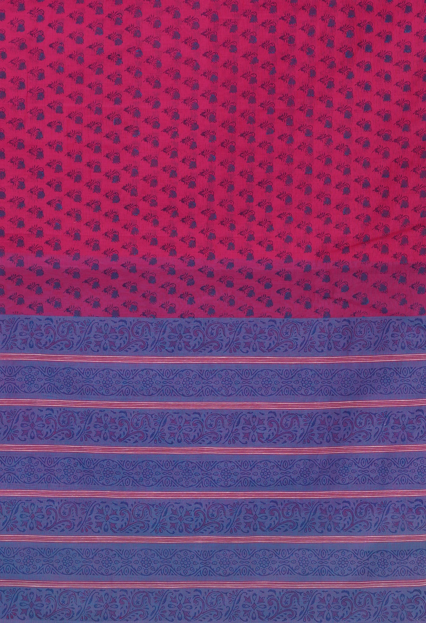 Pink Pure Hand Block Printed Mangalgiri Cotton Saree-UNM81316