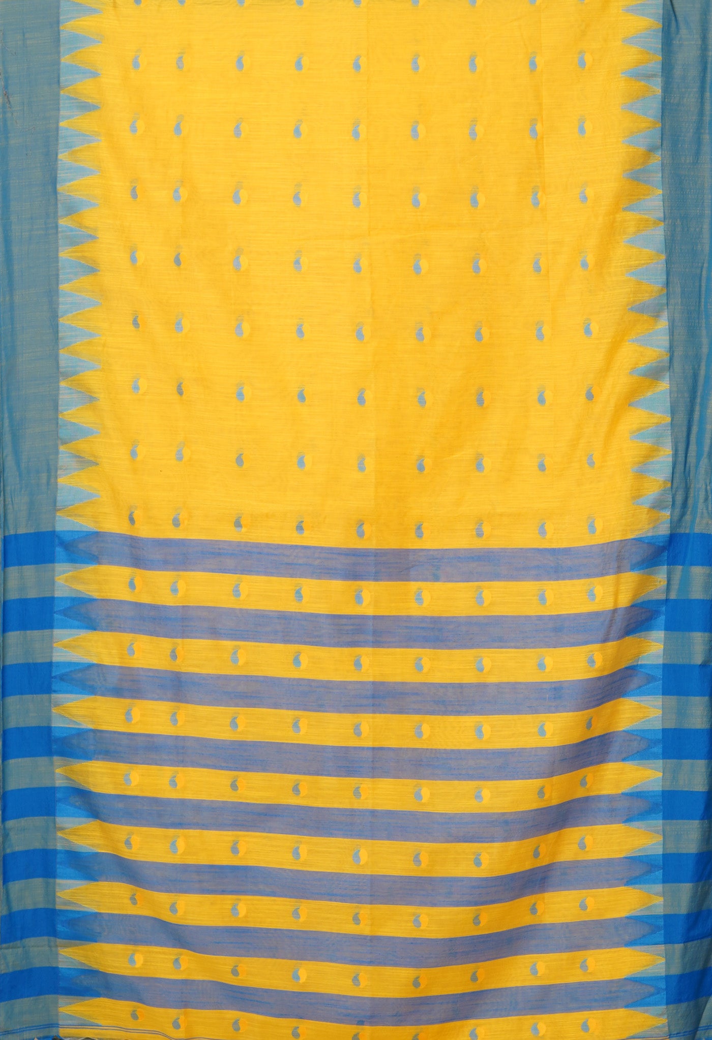 Yellow Pure Handloom Bengal Cotton Linen Saree-UNM81584