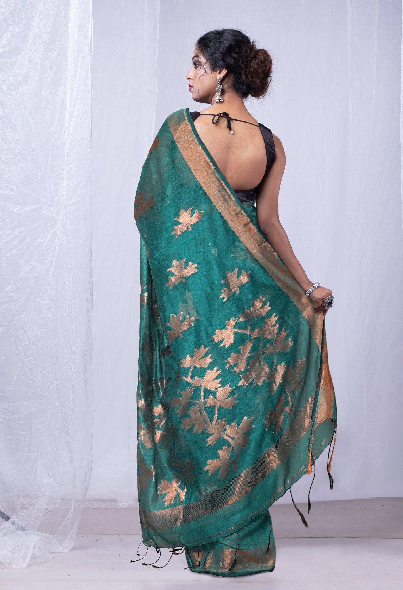 Green Pure Handloom Bengal Sico Saree-UNM81594