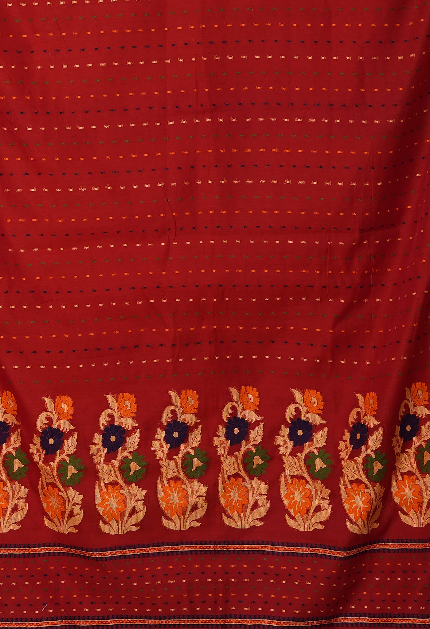 Red Pure Handloom Maheshwari Sico Saree-UNM81598