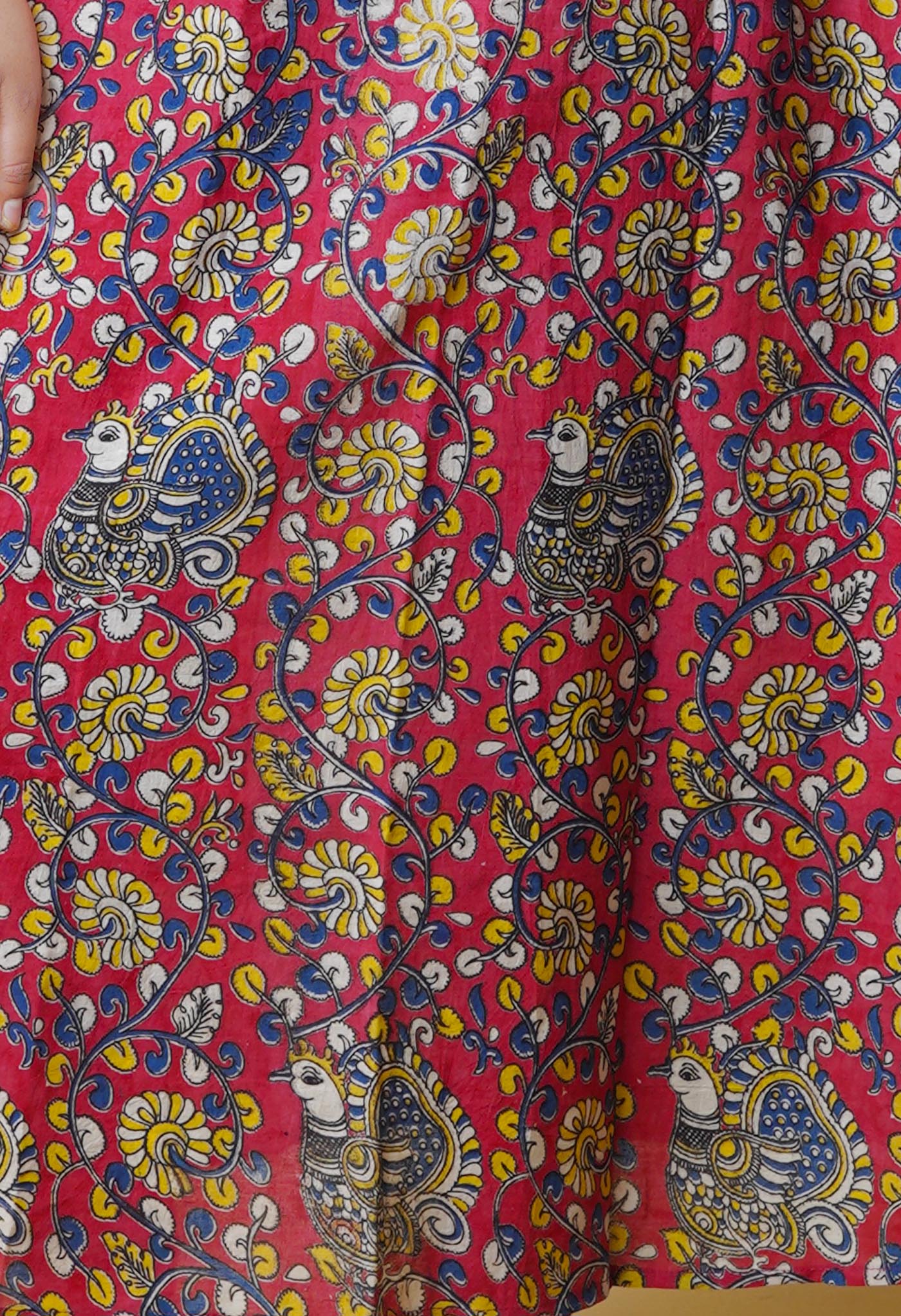 Red Pure Kalamkari Floral Printed Cotton Kurta-PKK1941