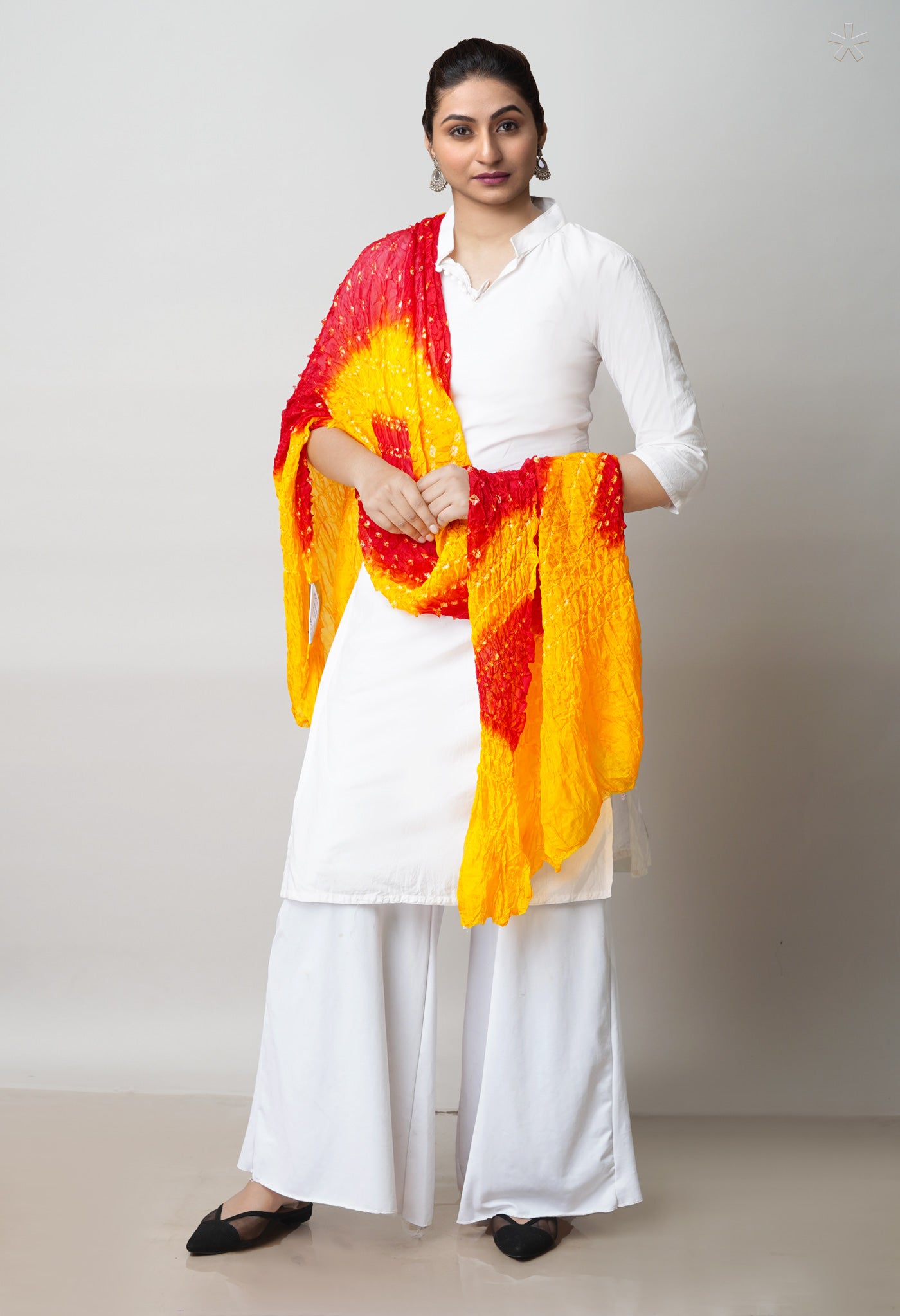 Red-Yellow Bandhani Soft Silk Dupatta–UDS4462