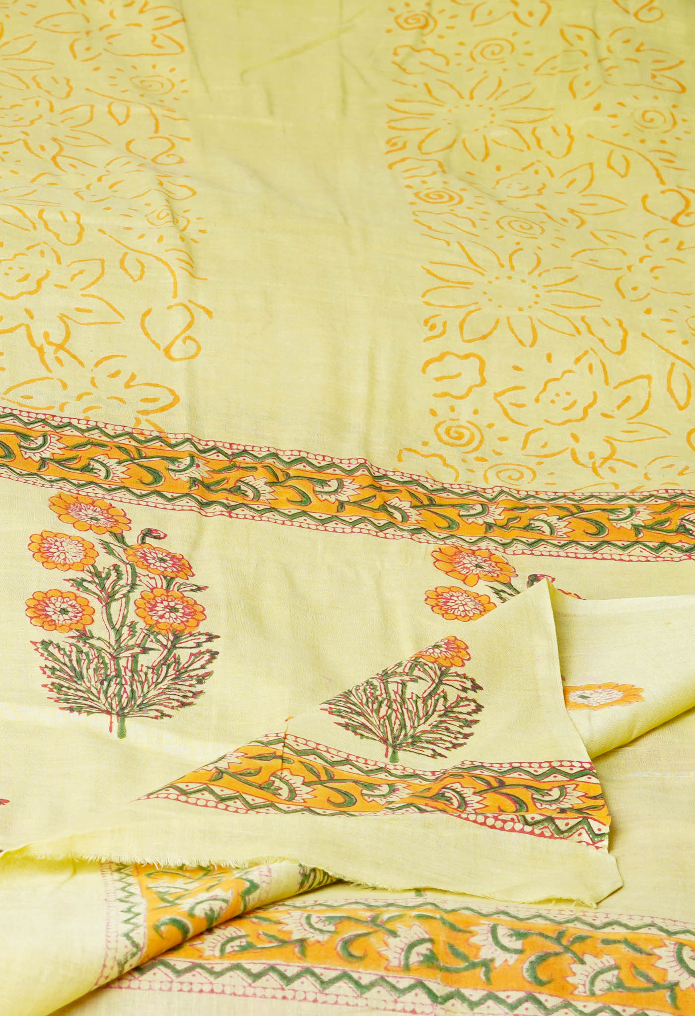 Yellow Pure Bagru Printed Cotton Dupatta–UDS4749