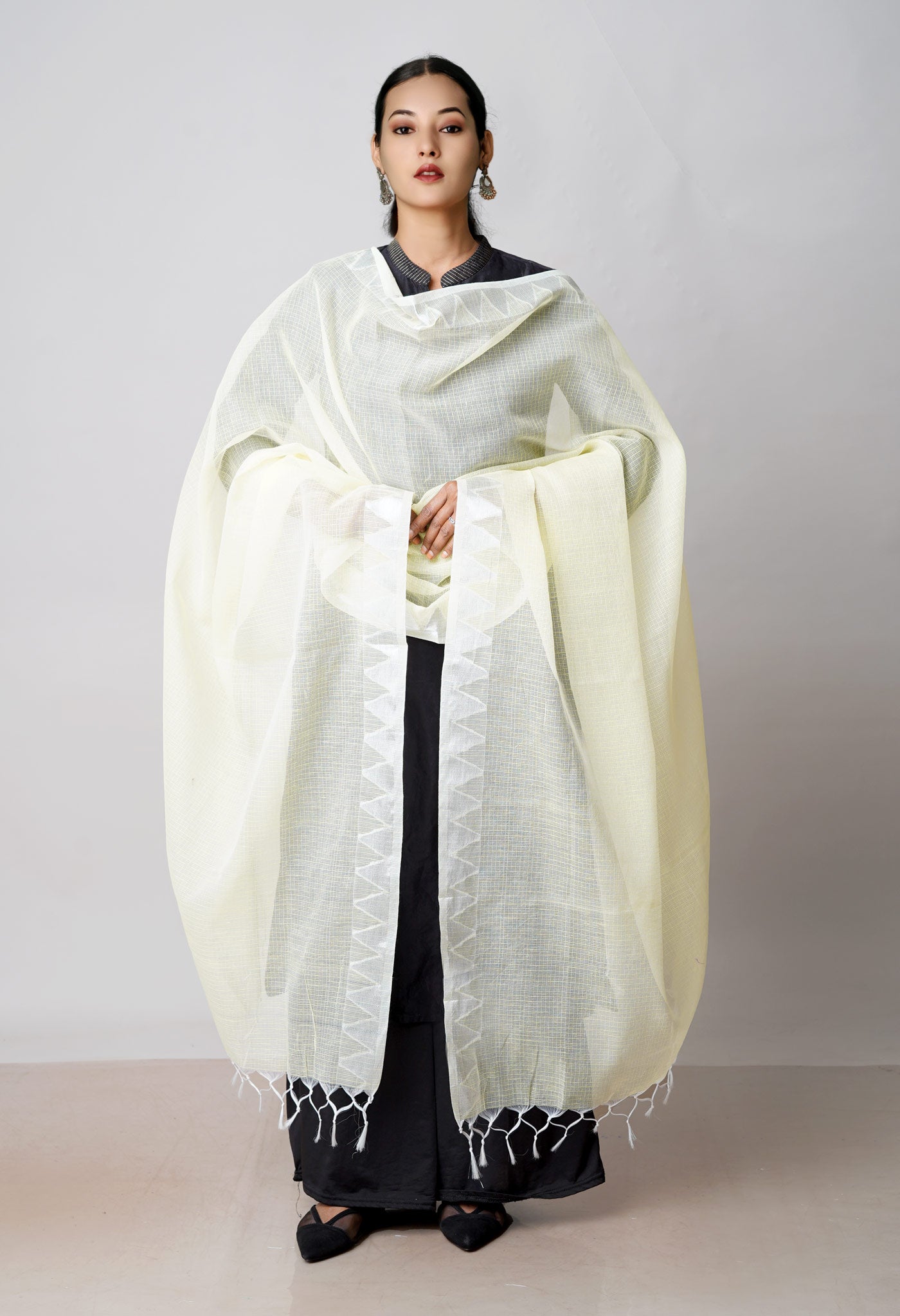 Yellow Pure Plain Kota Dupatta–UDS4937