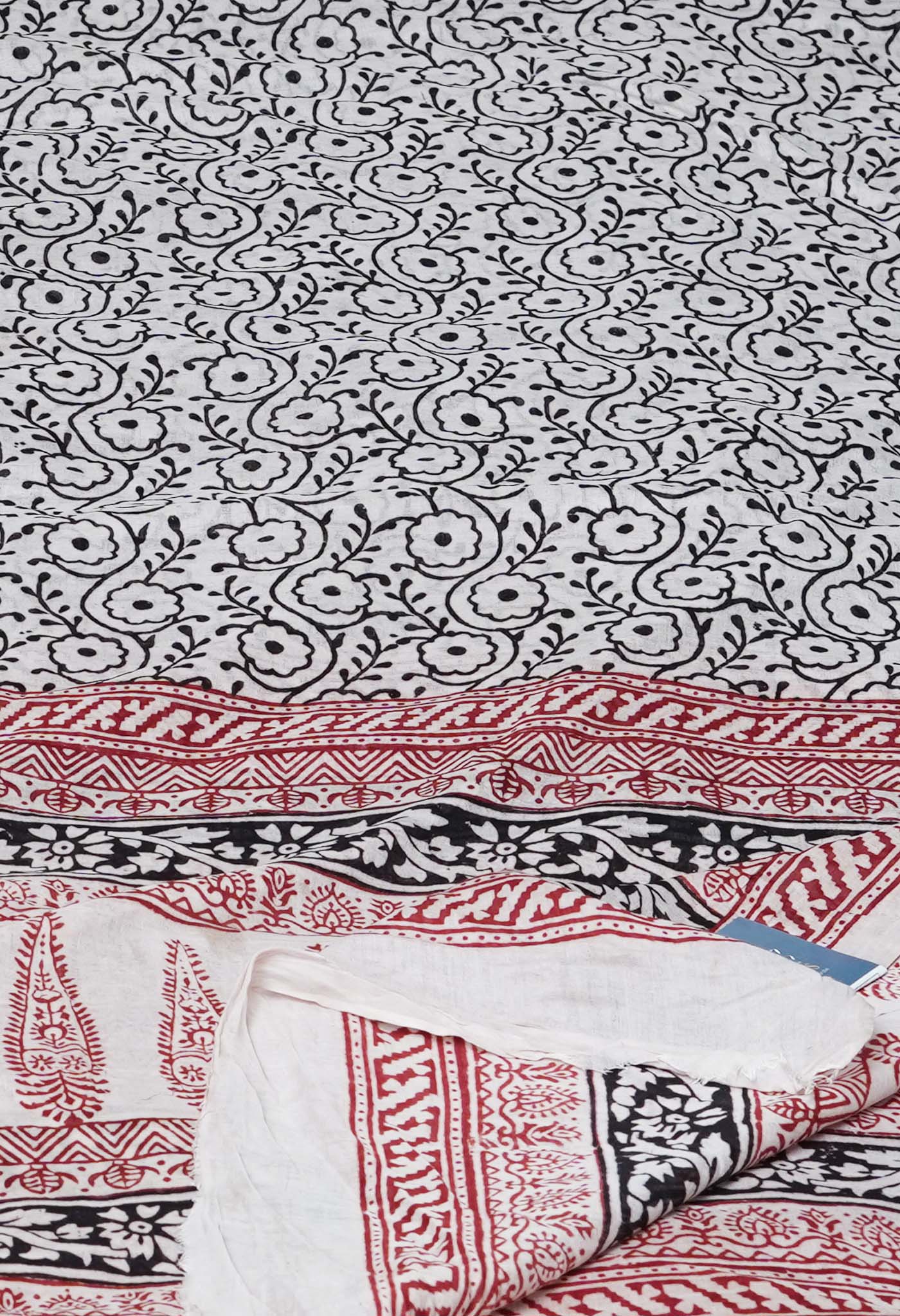 Half White Pure Superfine Mulmul Cotton Bagh Printed Dupatta –UDS5037