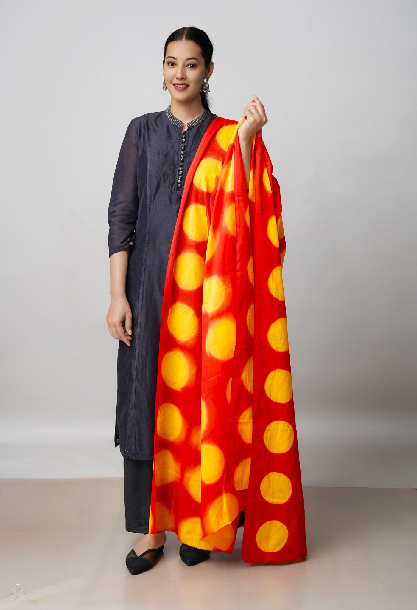 Orange Pure Mulmul Clamp Dying Dupatta –UDS5073