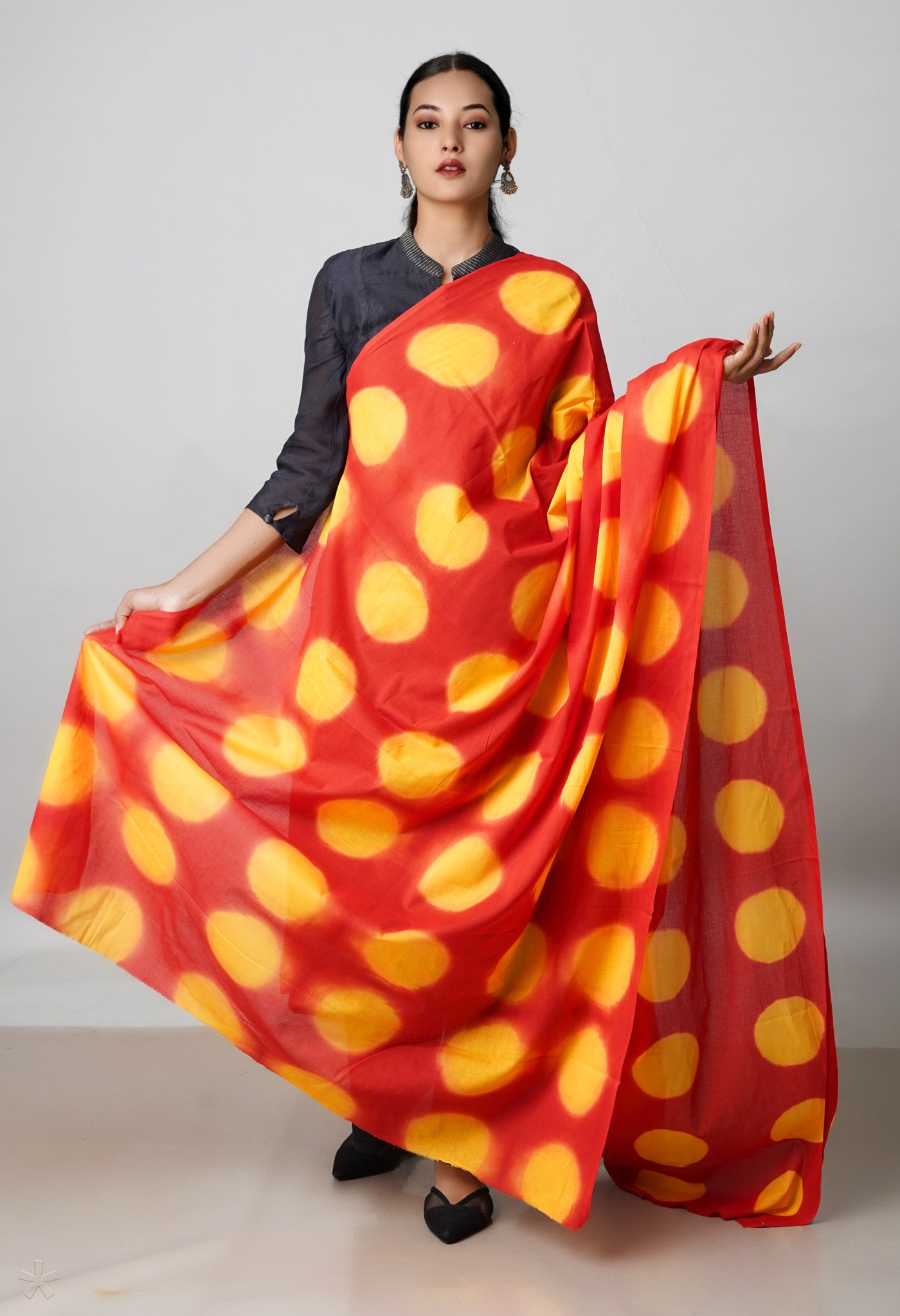 Orange Pure Mulmul Clamp Dying Dupatta –UDS5073