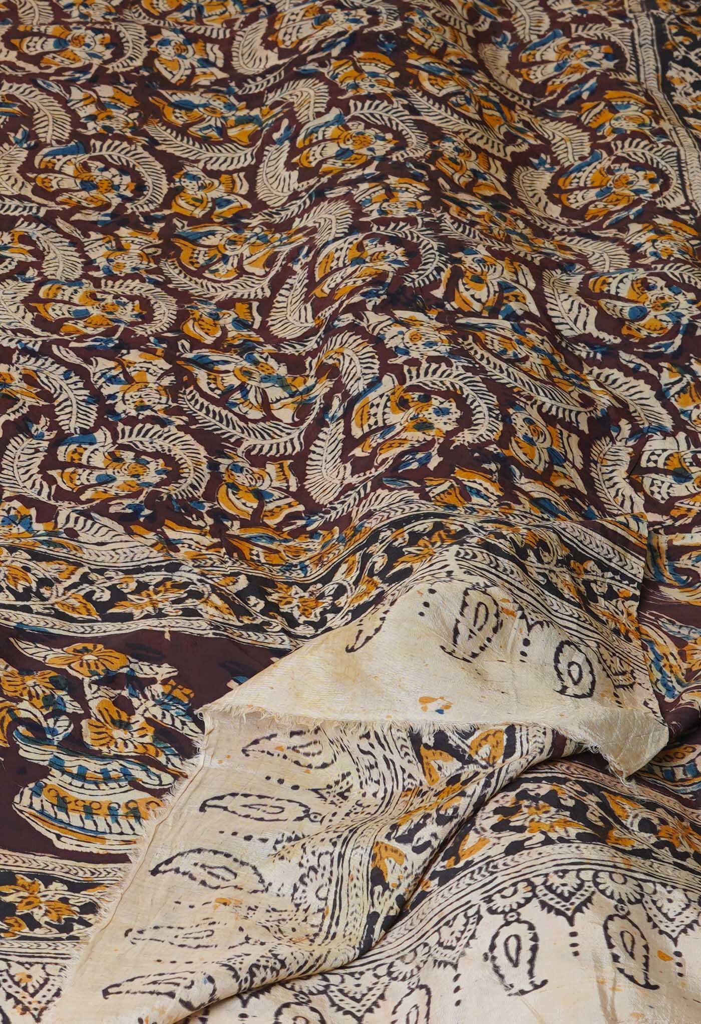 Multi Pure Hand Block Kalamkari Soft Silk Dupatta–UDS5227