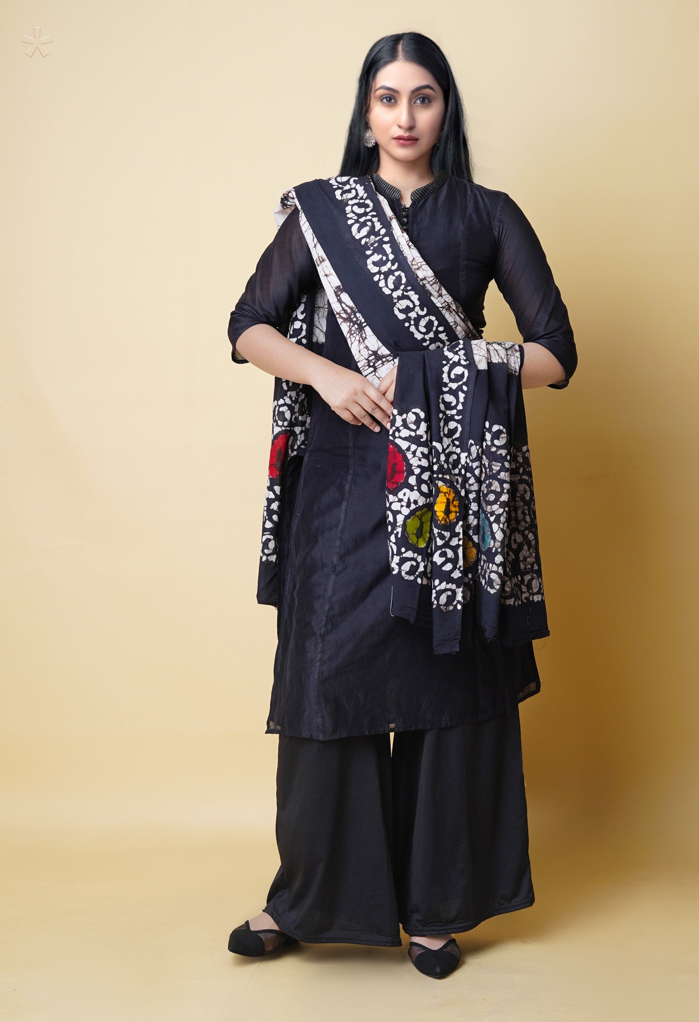 Black Pure Batik Printed Cotton Dupatta– UDS5301