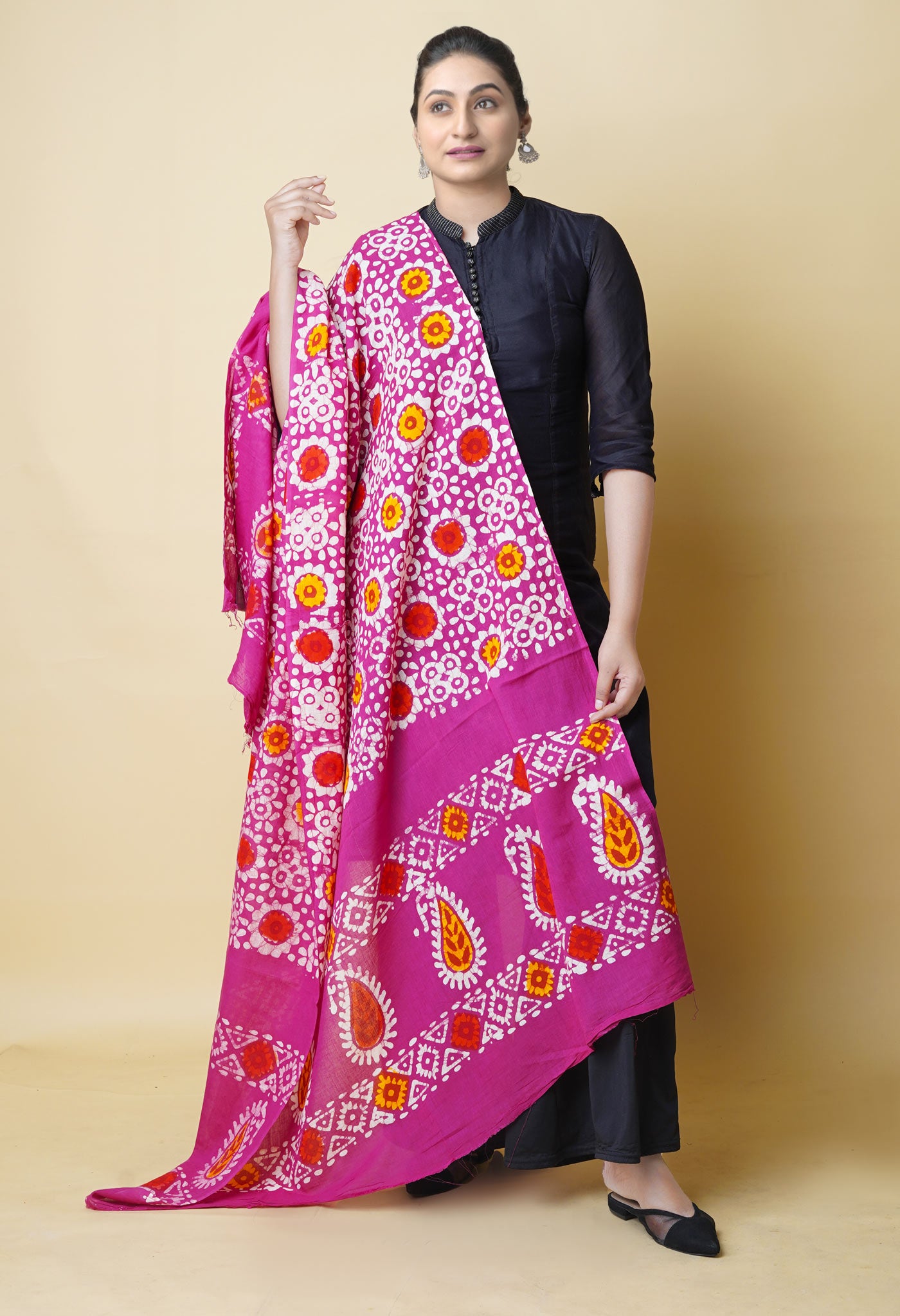 Pink Pure Batik Printed Cotton Dupatta– UDS5304