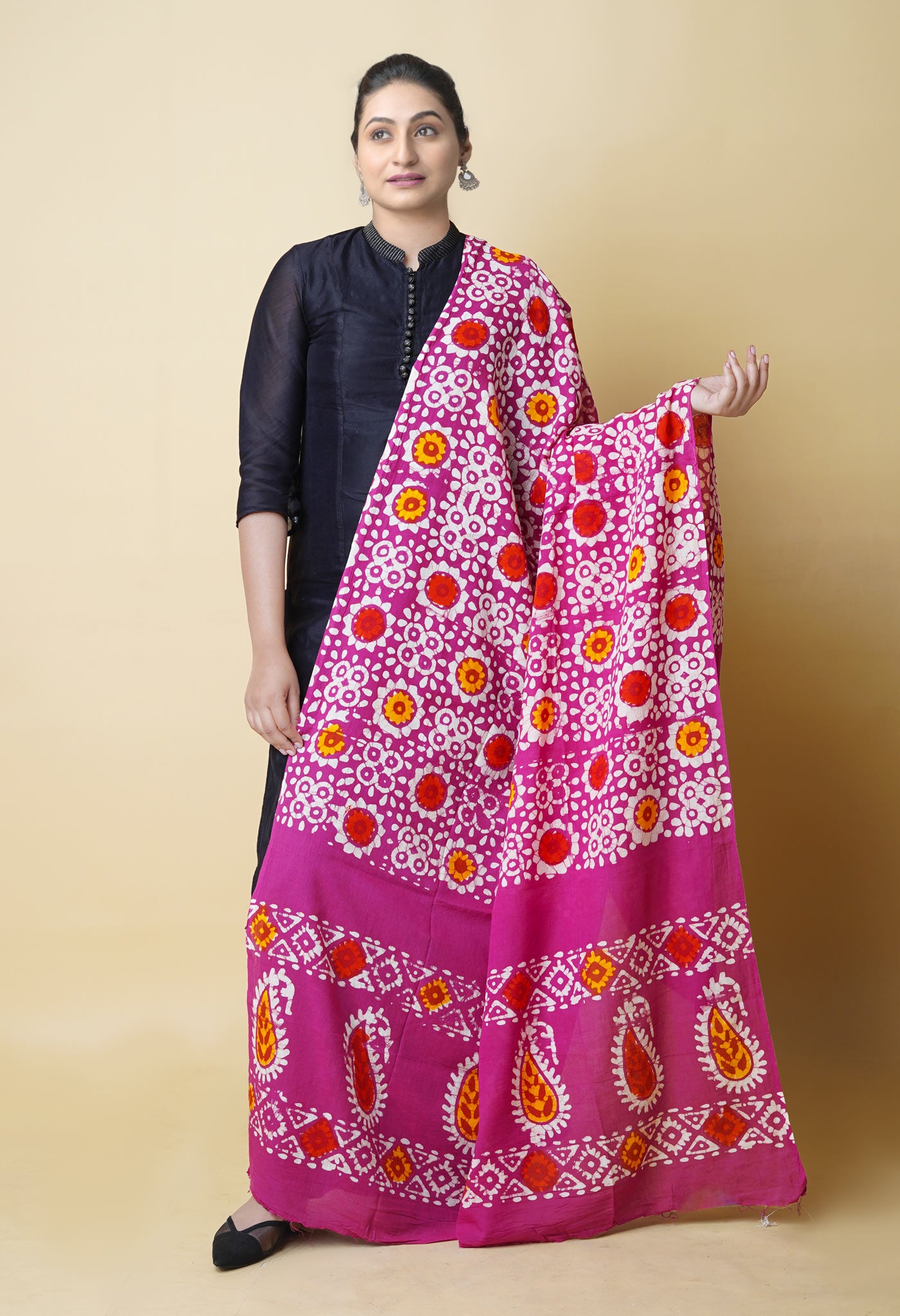 Pink Pure Batik Printed Cotton Dupatta– UDS5304