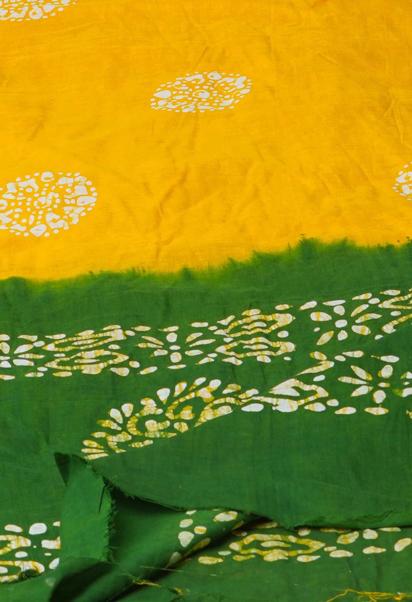 Yellow Pure Hand Batik Printed Soft Cotton Dupatta–UDS5390