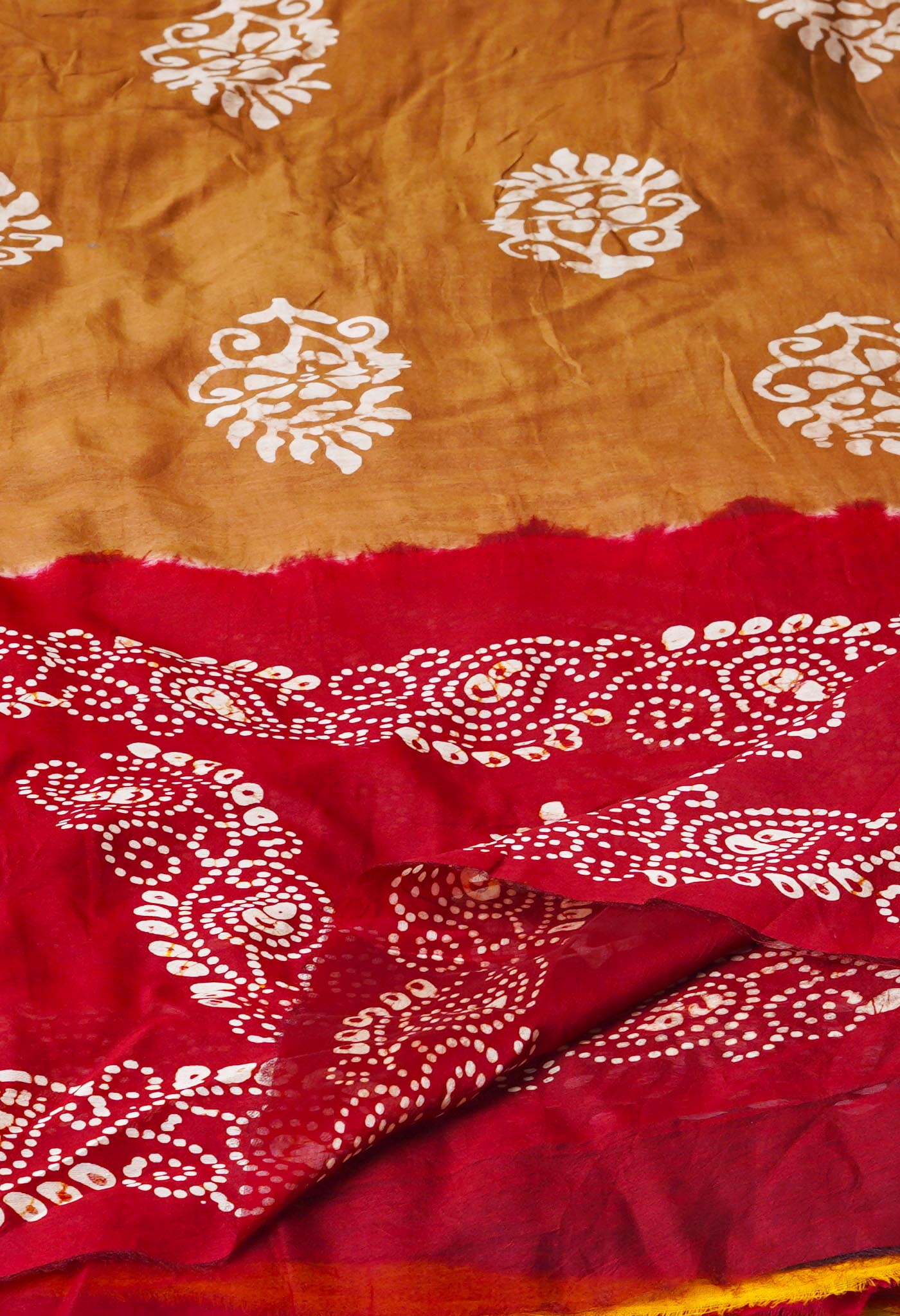 Brown Pure Chanderi Hand Batik Printed Sico Dupatta–UDS5394