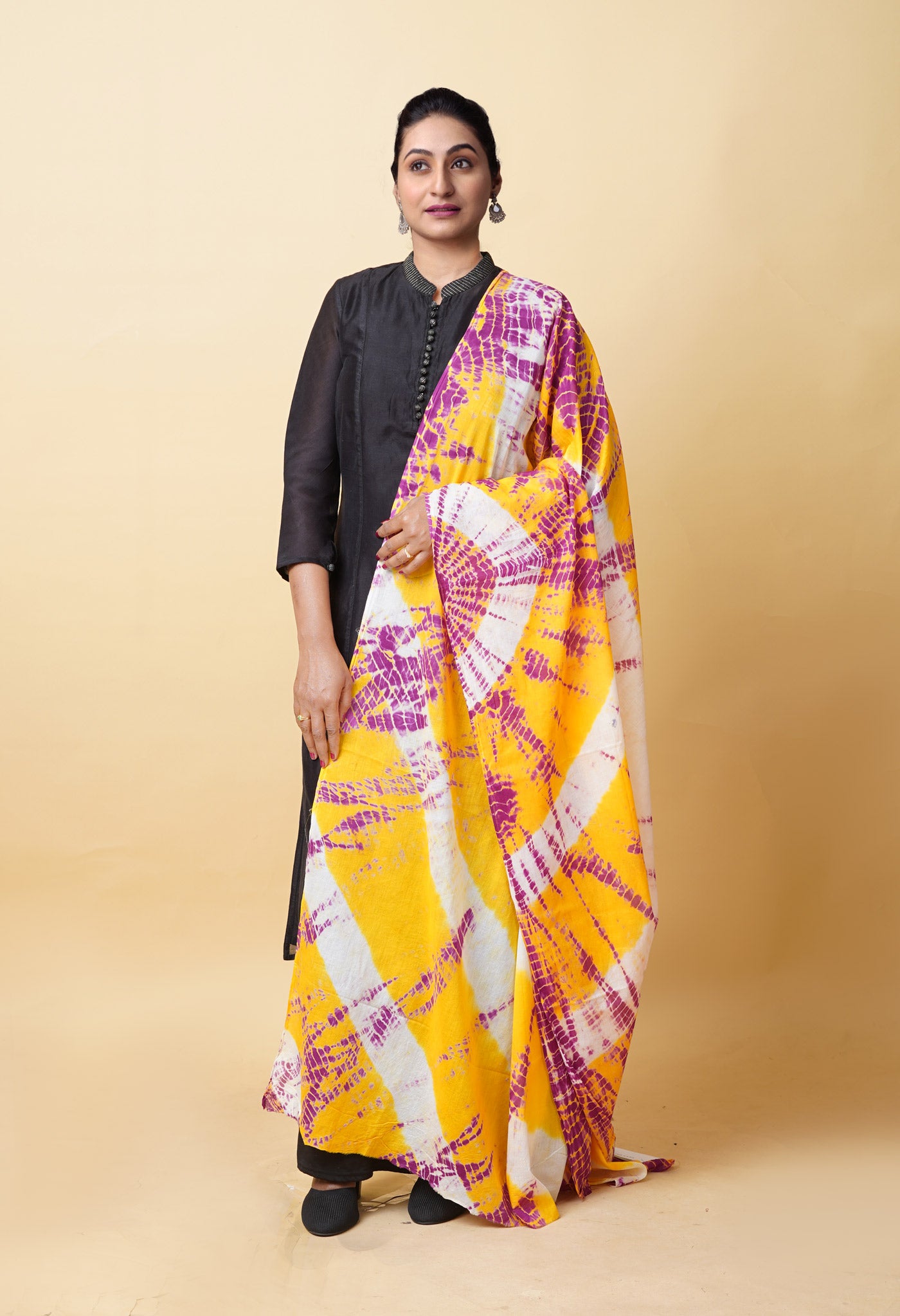 Multi Pure Tie And Dye Shibori Printed Soft Cotton Dupatta-UDS5756