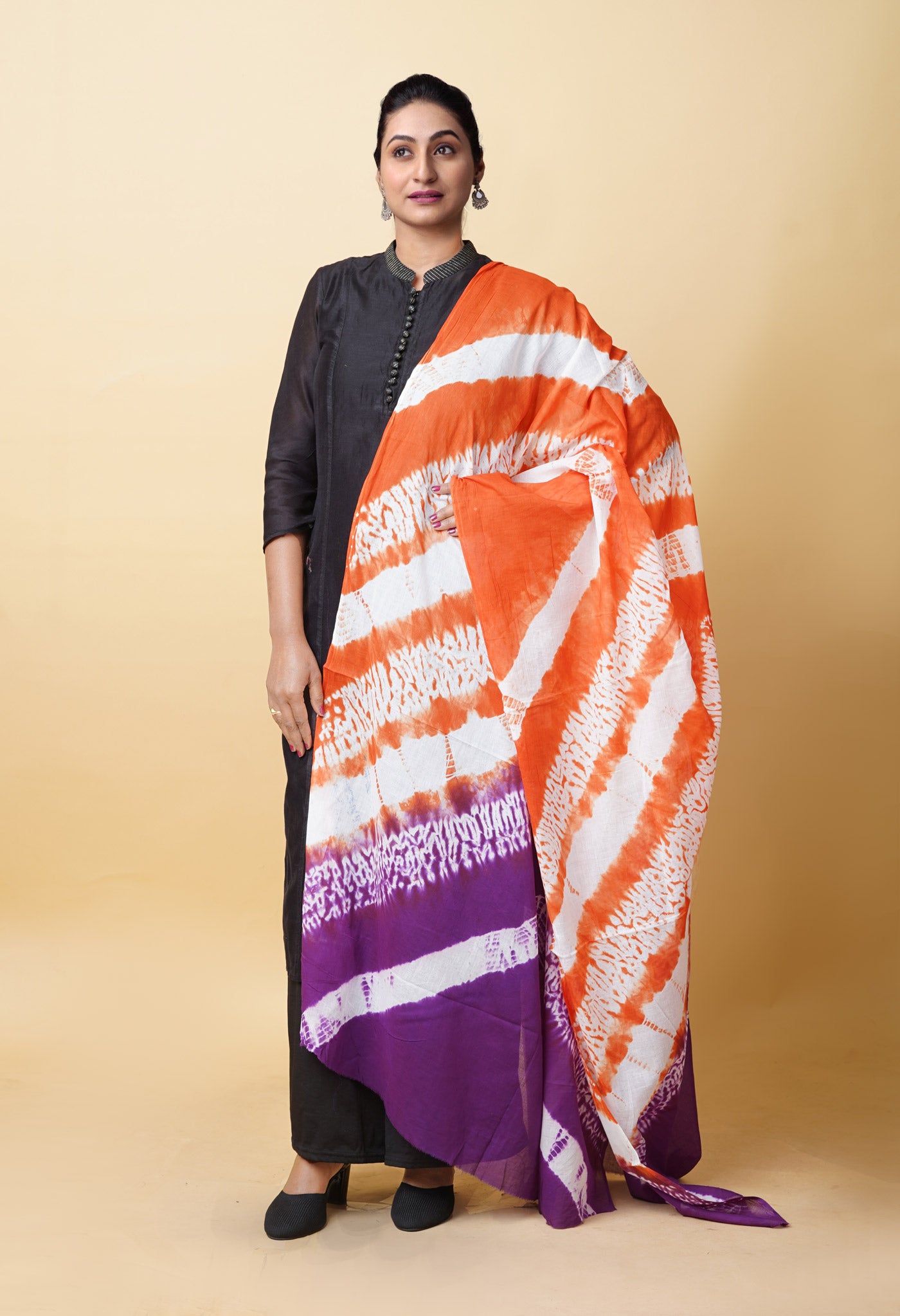 Multi Pure Tie And Dye Shibori Printed Soft Cotton Dupatta-UDS5759