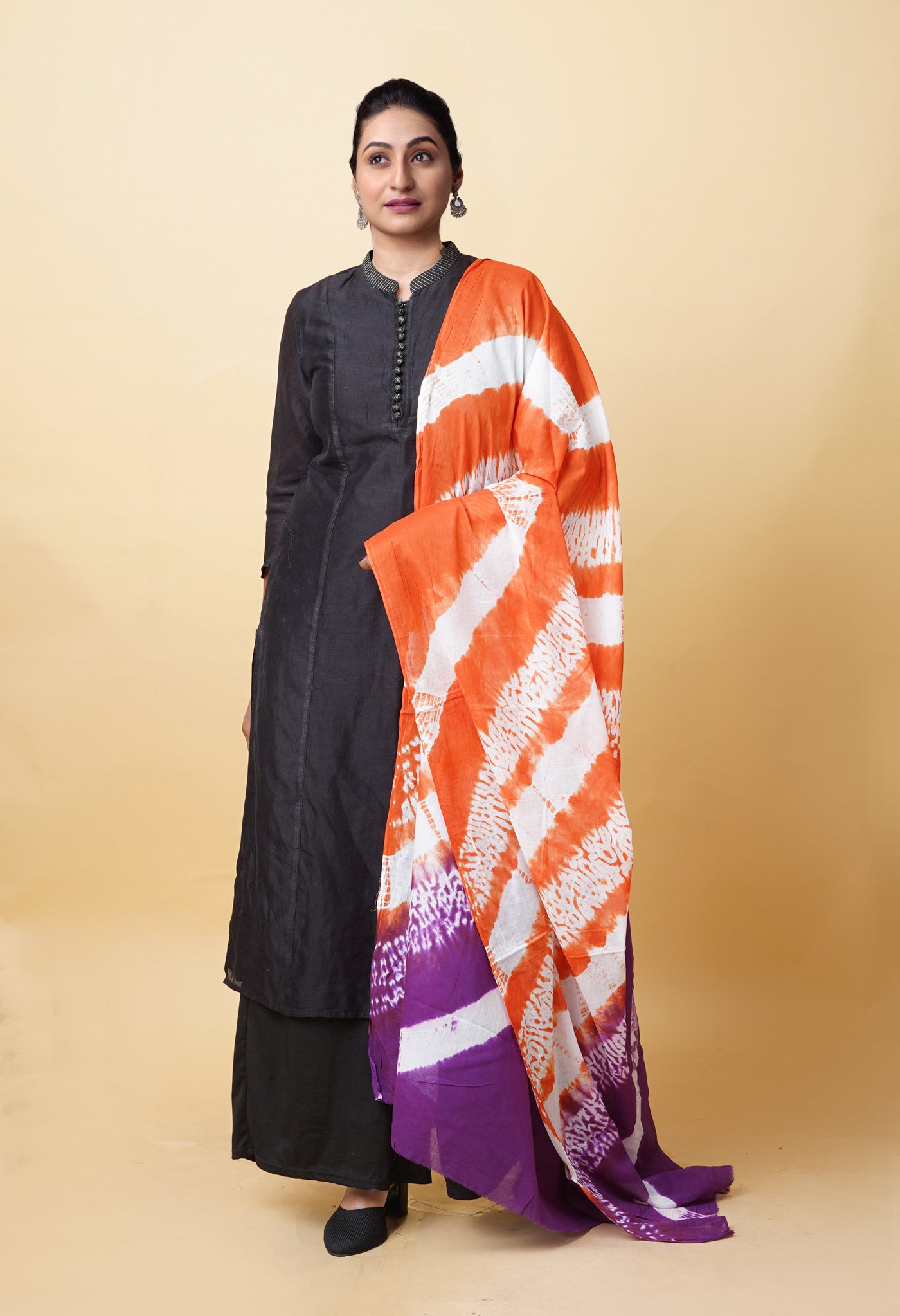 Multi Pure Tie And Dye Shibori Printed Soft Cotton Dupatta-UDS5759