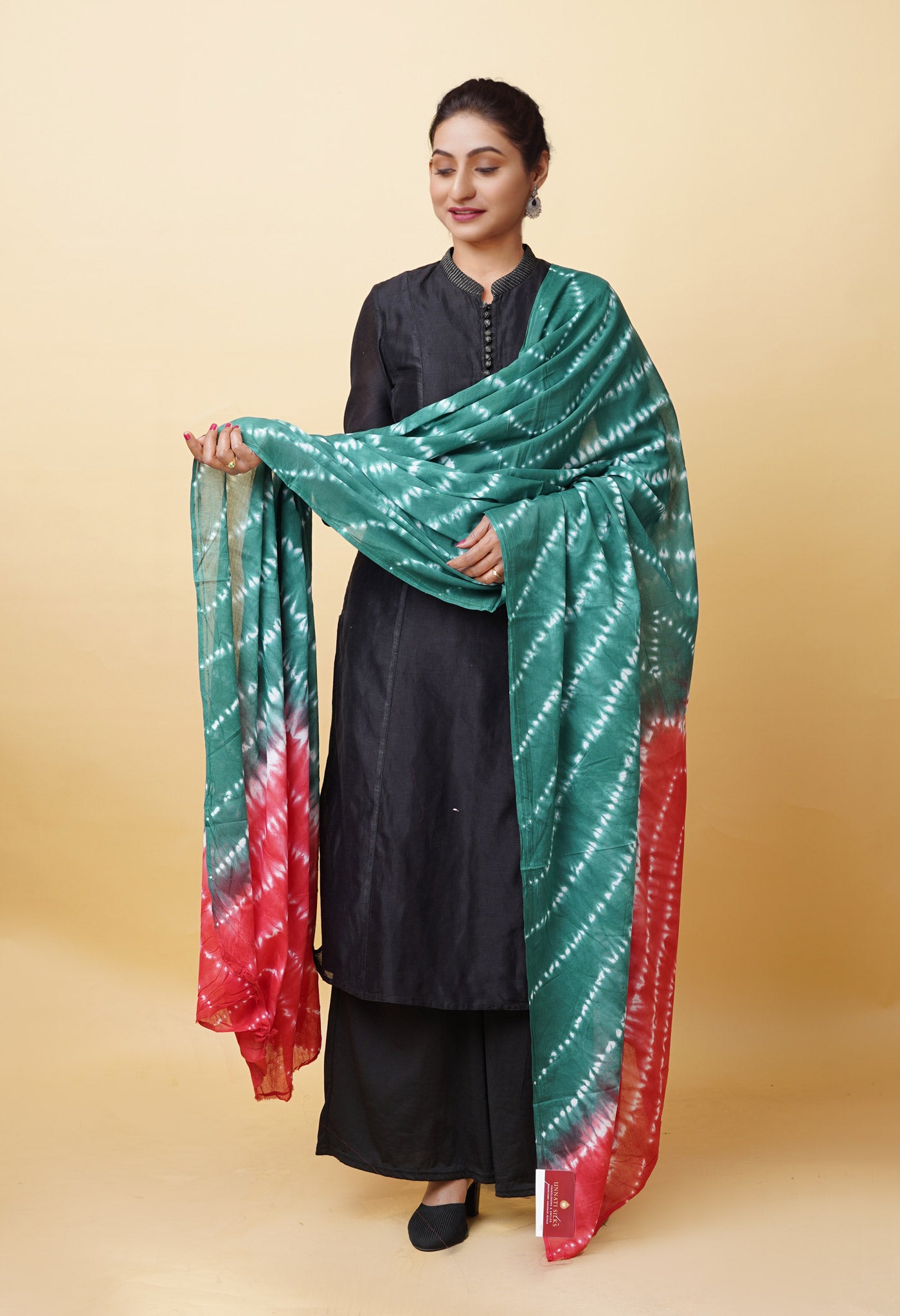 Multi Pure Tie And Dye Shibori Printed Soft Cotton Dupatta-UDS5768