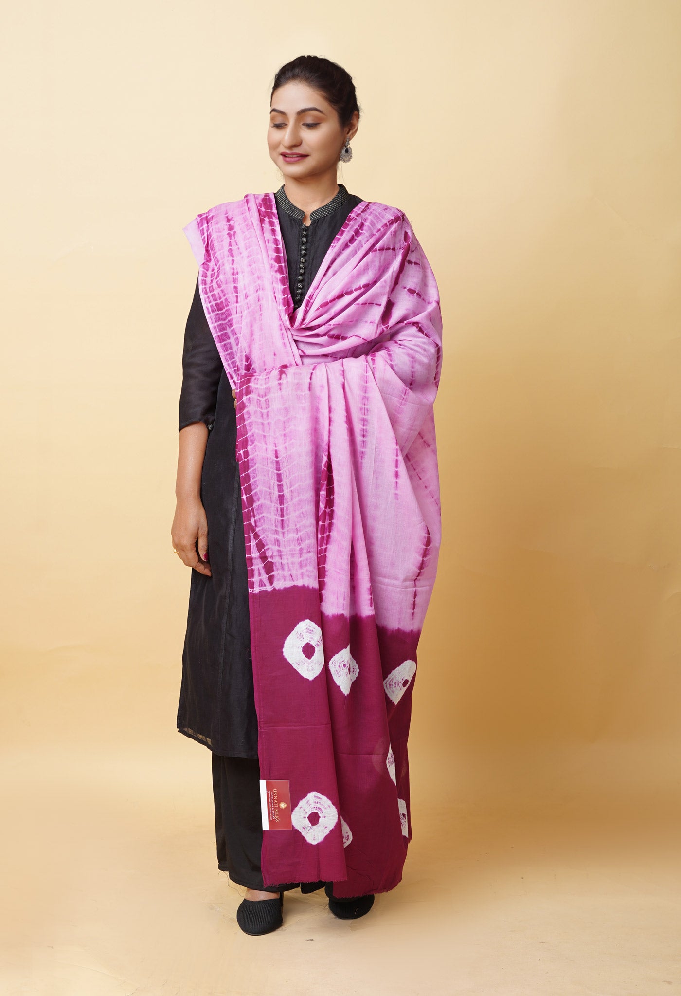 Multi Pure Tie And Dye Shibori Printed Soft Cotton Dupatta-UDS5779