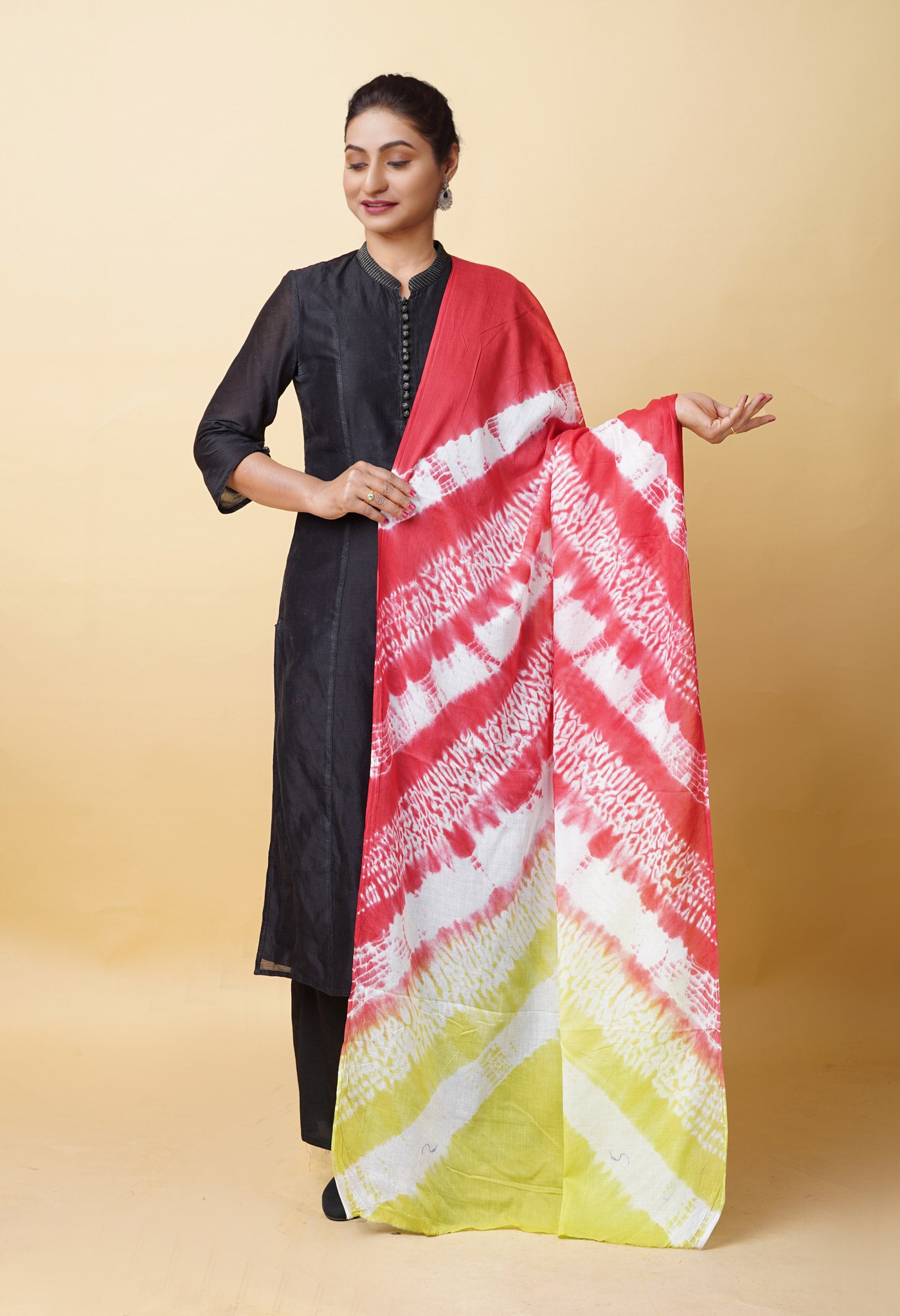 Multi Pure Tie And Dye Shibori Printed Soft Cotton Dupatta-UDS5790