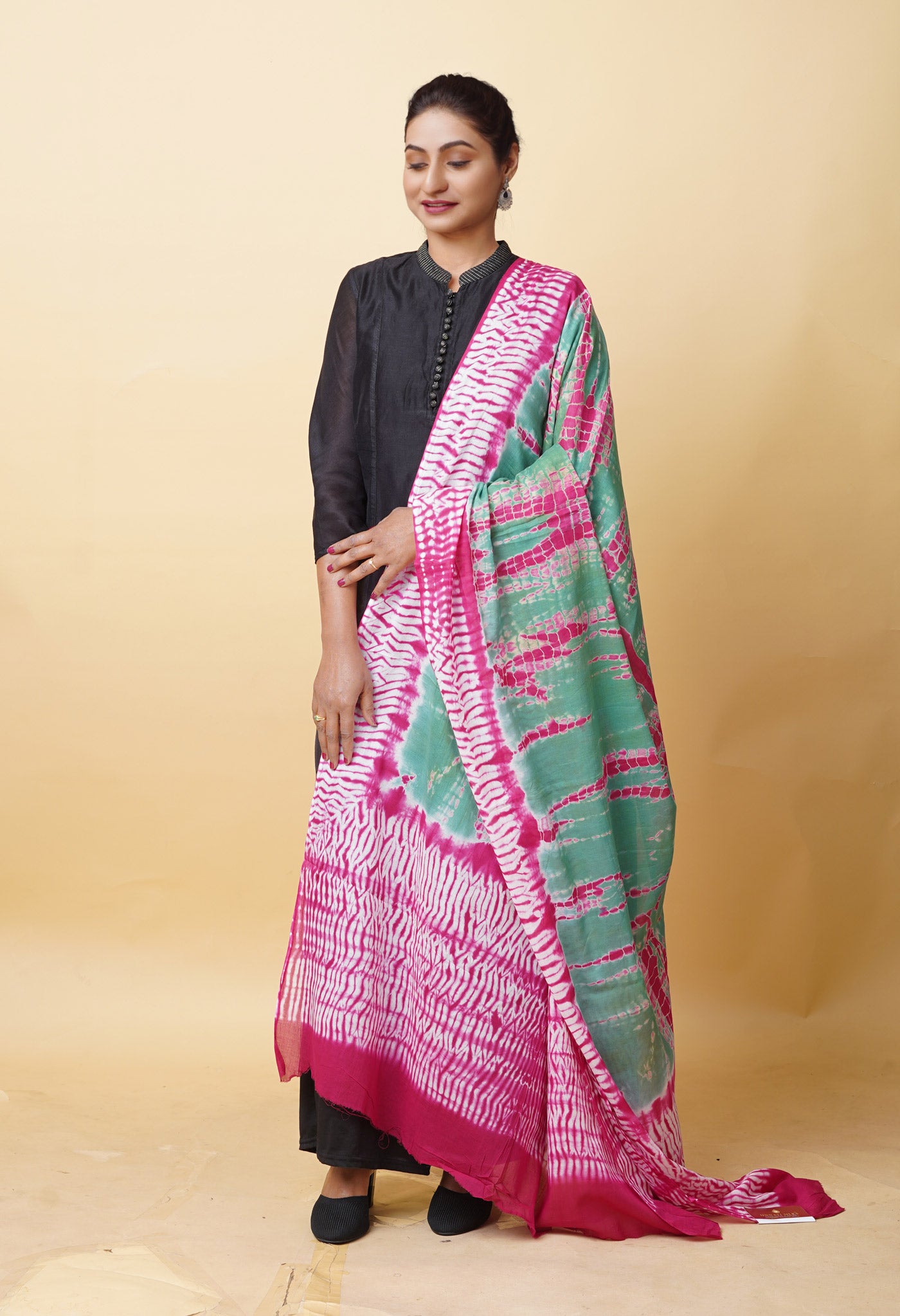 Multi Pure Tie And Dye Shibori Printed Soft Cotton Dupatta-UDS5791