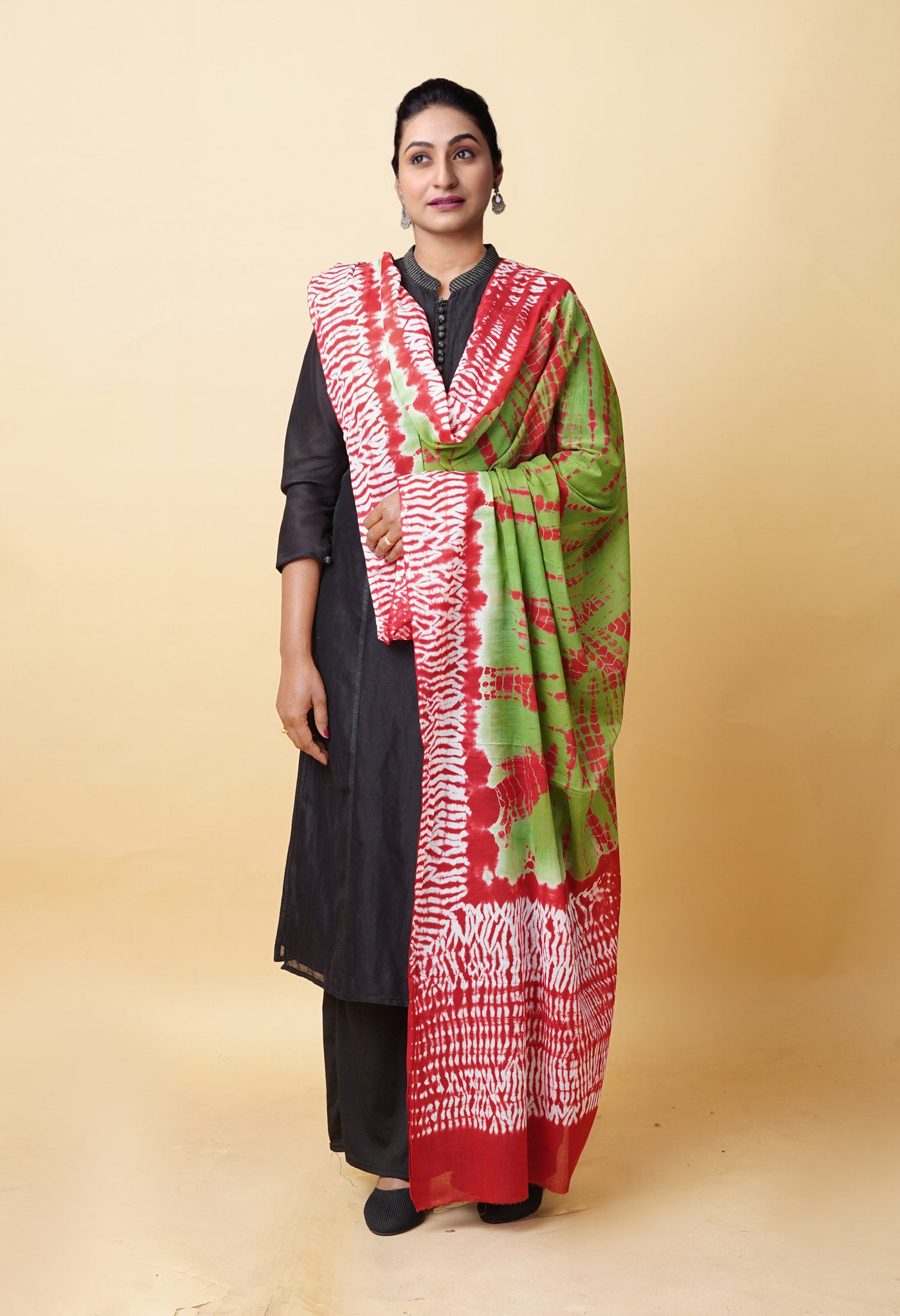 Multi Pure Tie And Dye Shibori Printed Soft Cotton Dupatta-UDS5806