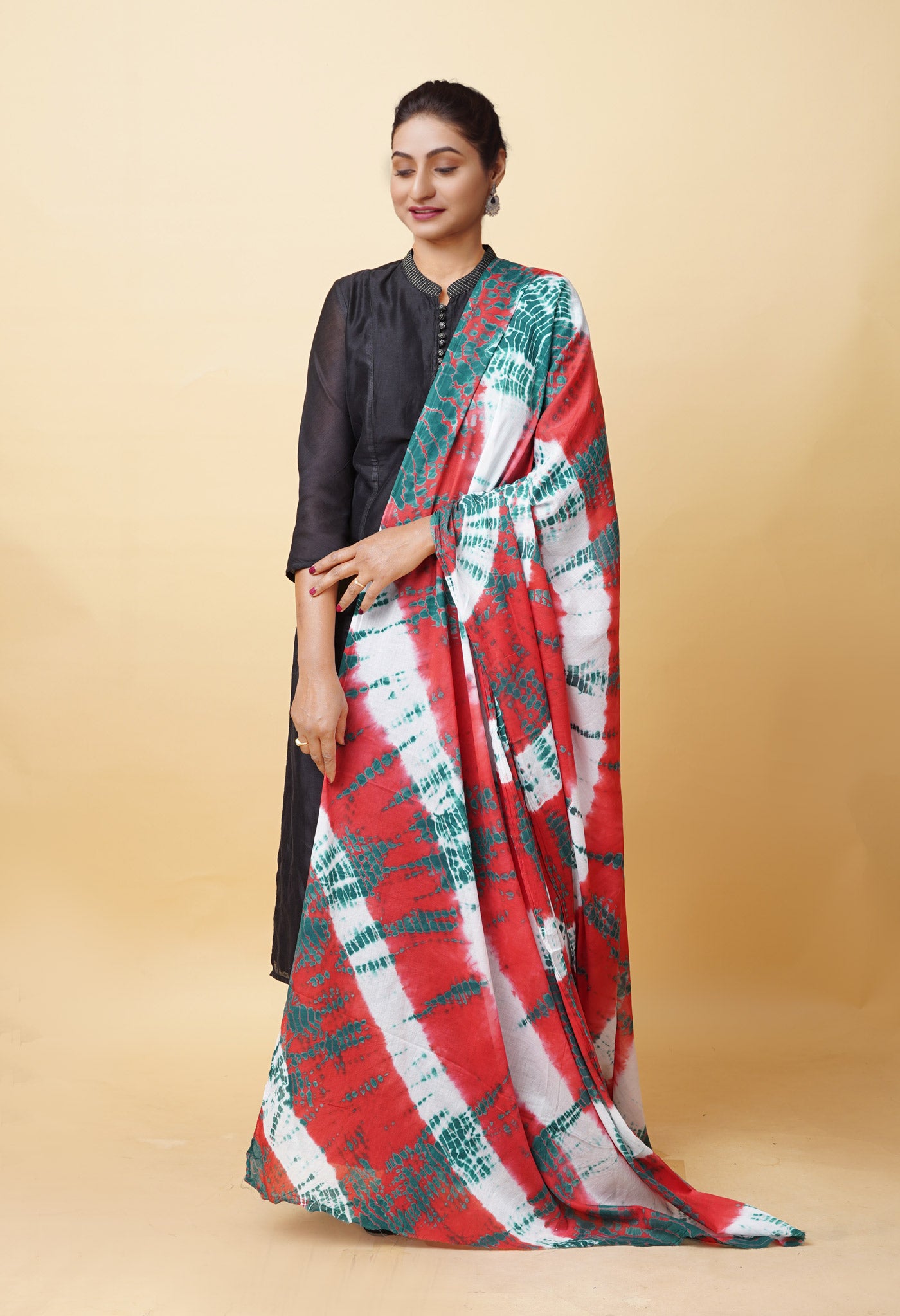 Multi Pure Tie And Dye Shibori Printed Soft Cotton Dupatta-UDS5813