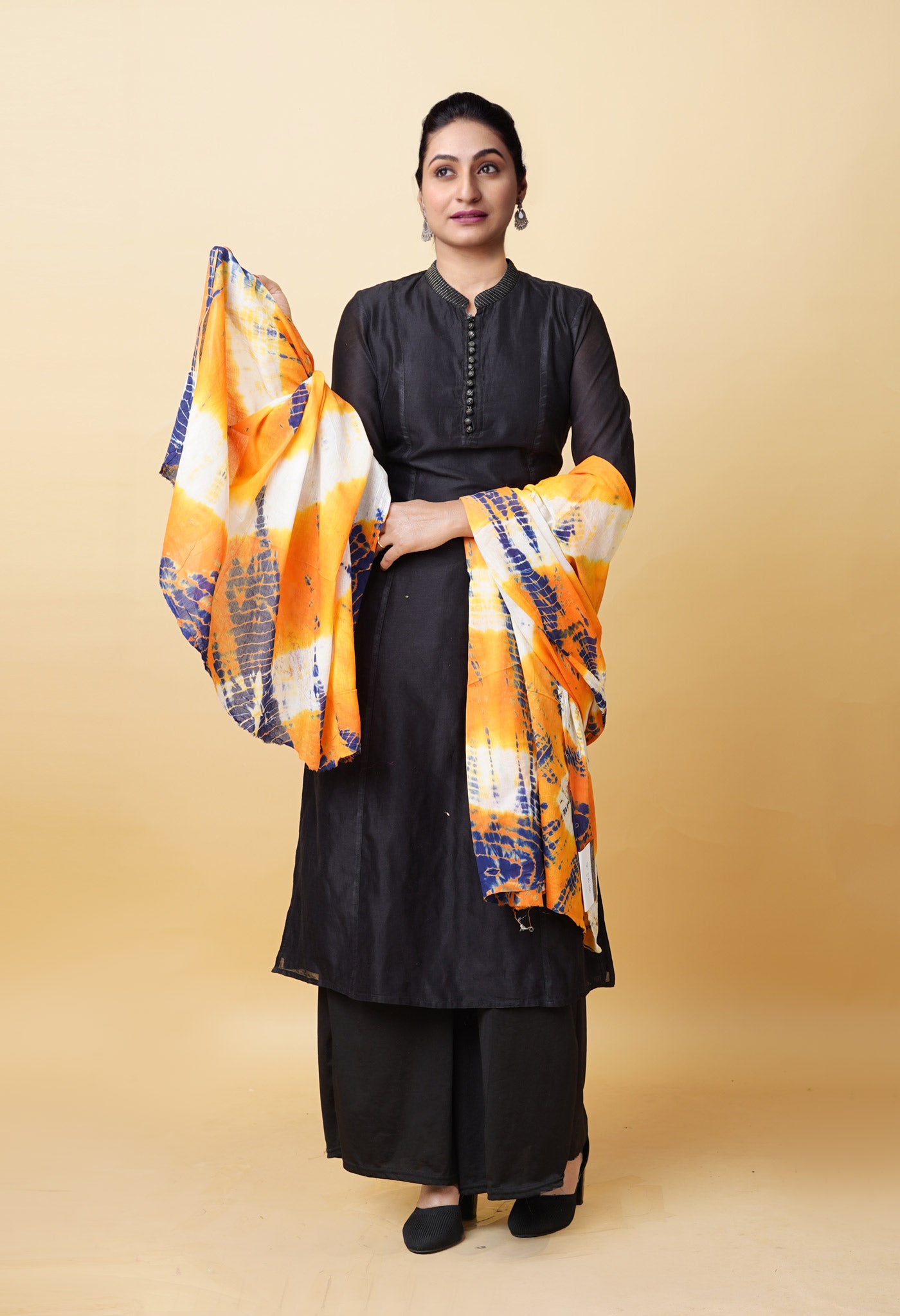 Multi Pure Tie And Dye Shibori Printed Soft Cotton Dupatta-UDS5814