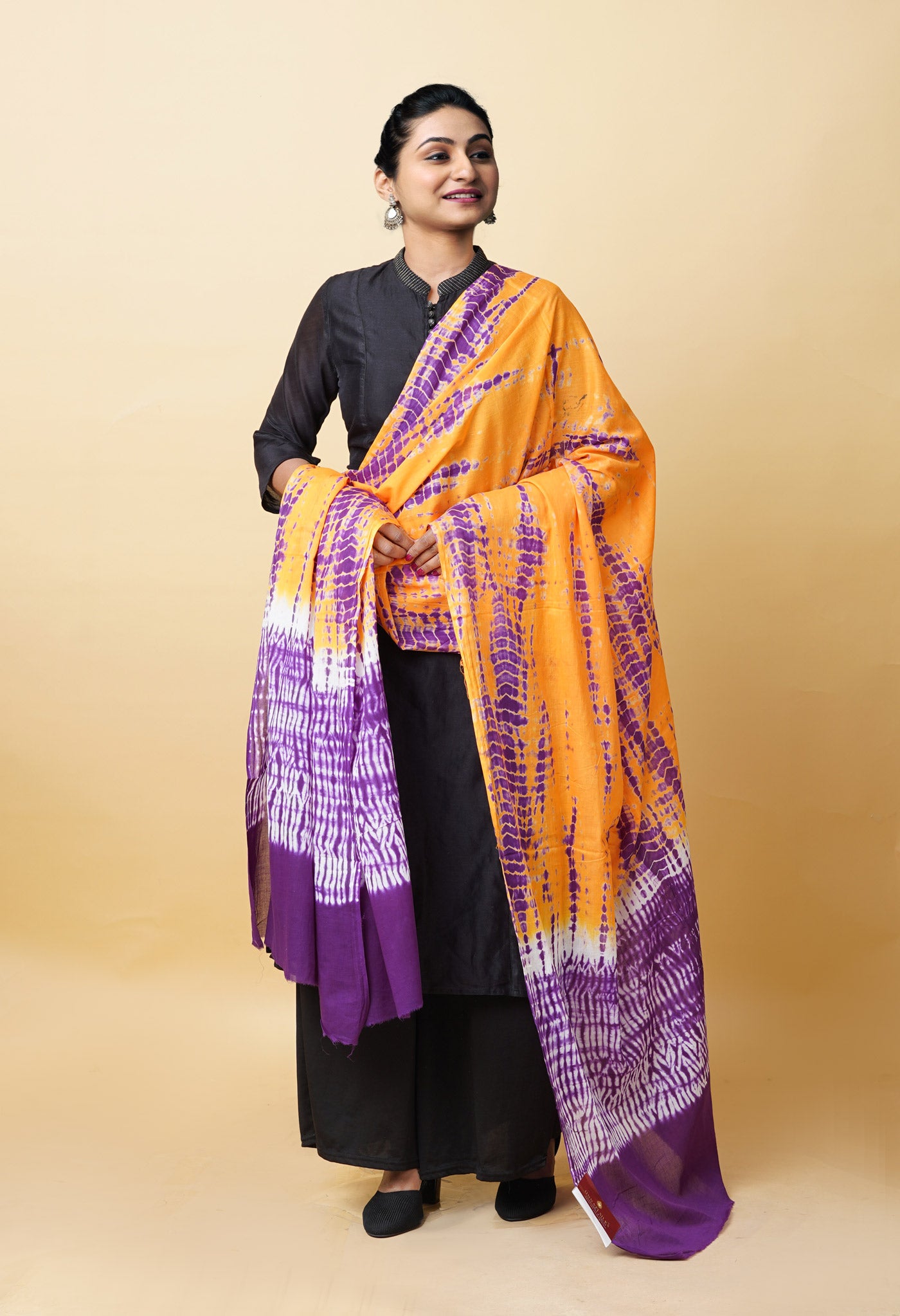 Multi Pure Tie And Dye Shibori Printed Soft Cotton Dupatta-UDS5815