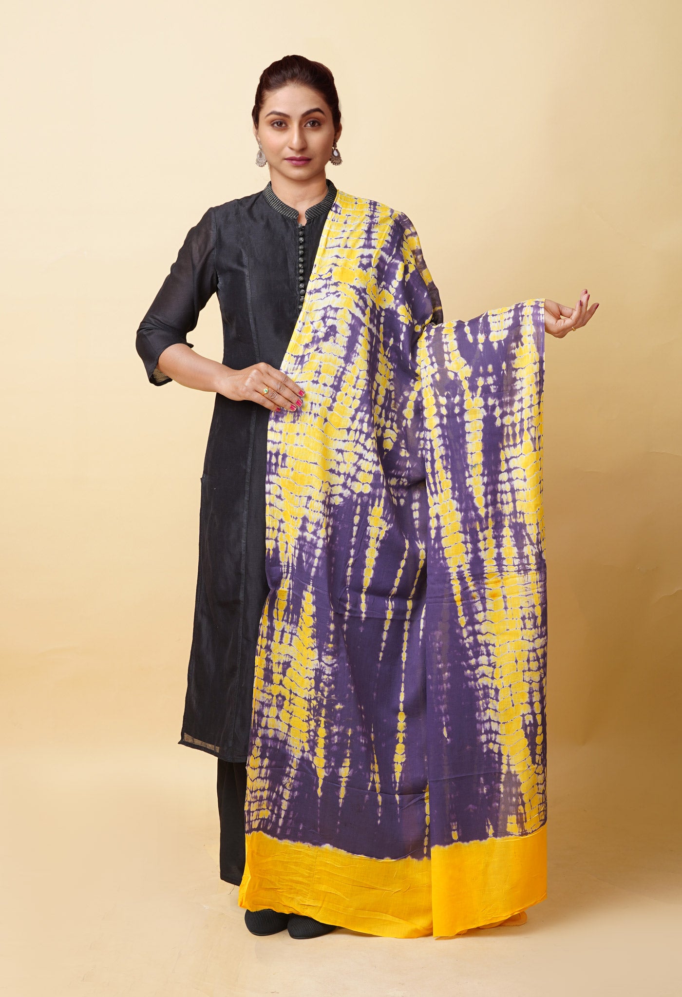 Multi Pure Tie And Dye Shibori Printed Soft Cotton Dupatta-UDS5816