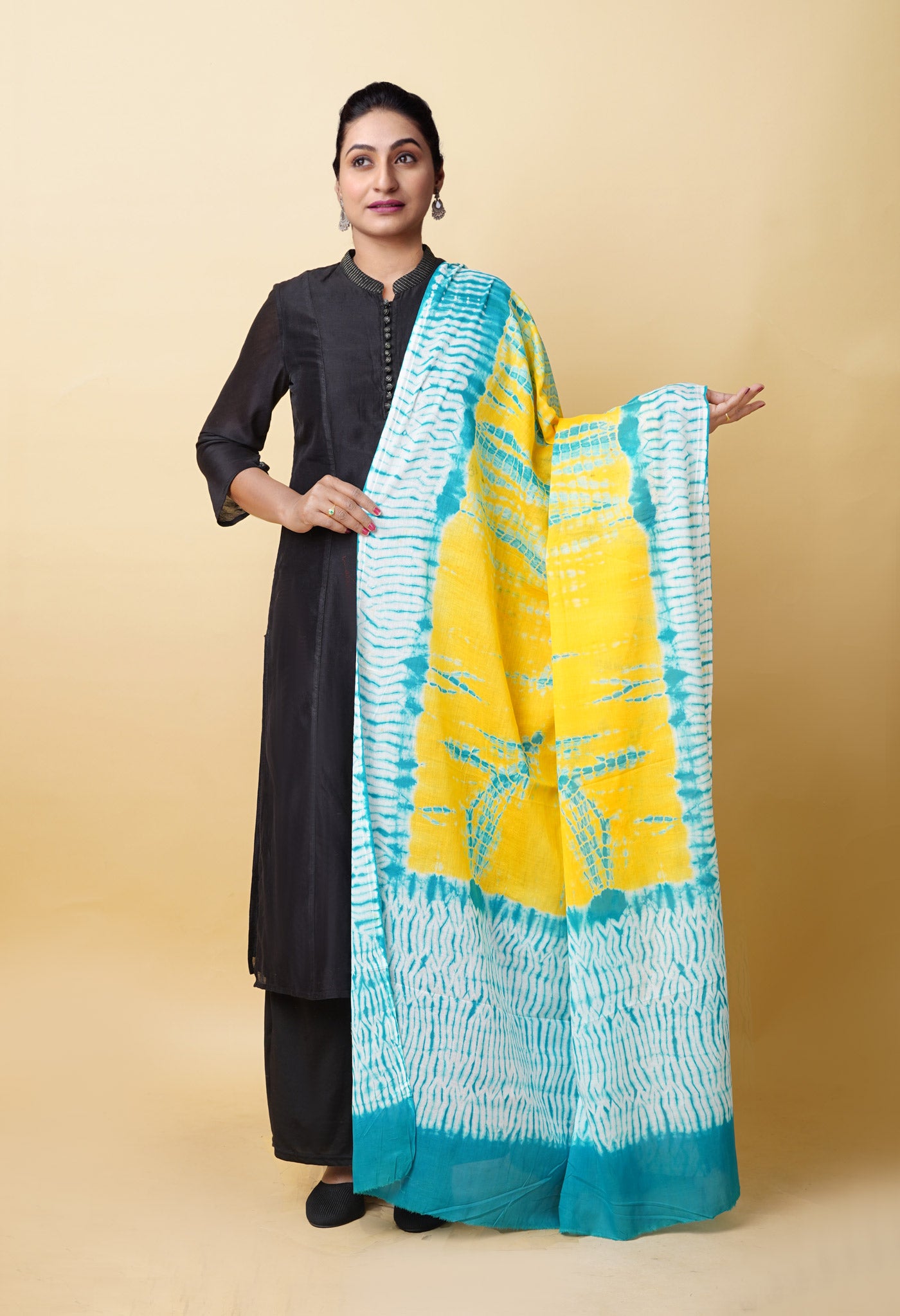 Multi Pure Tie And Dye Shibori Printed Soft Cotton Dupatta-UDS5817