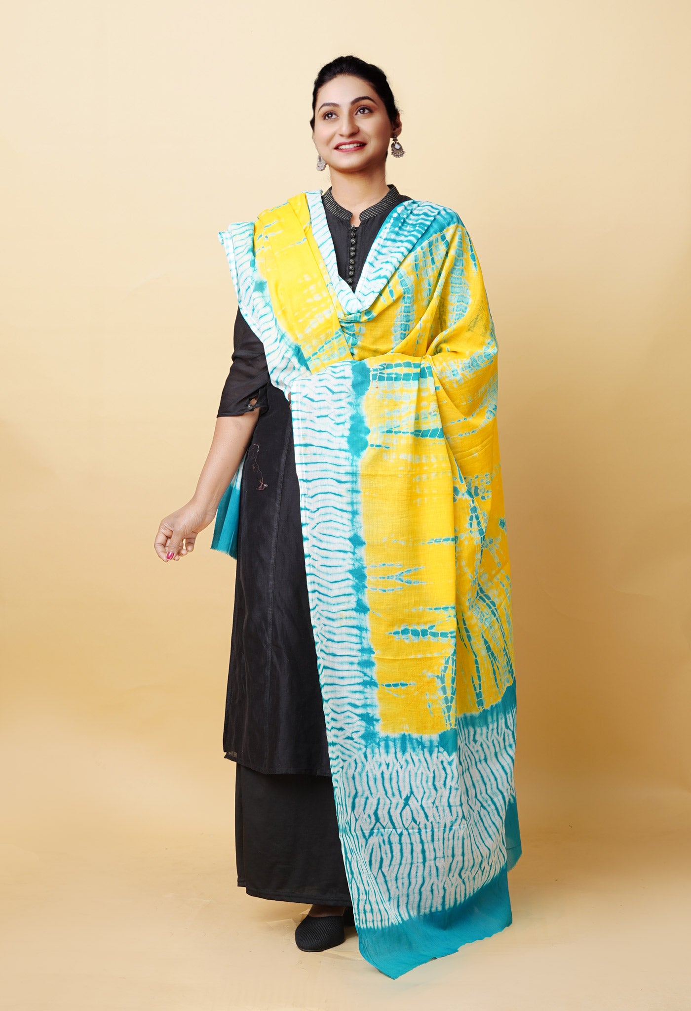 Multi Pure Tie And Dye Shibori Printed Soft Cotton Dupatta-UDS5817