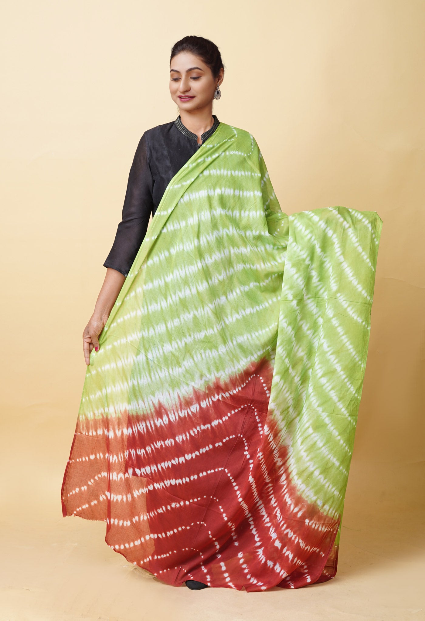 Multi Pure Tie And Dye Shibori Printed Soft Cotton Dupatta-UDS5821