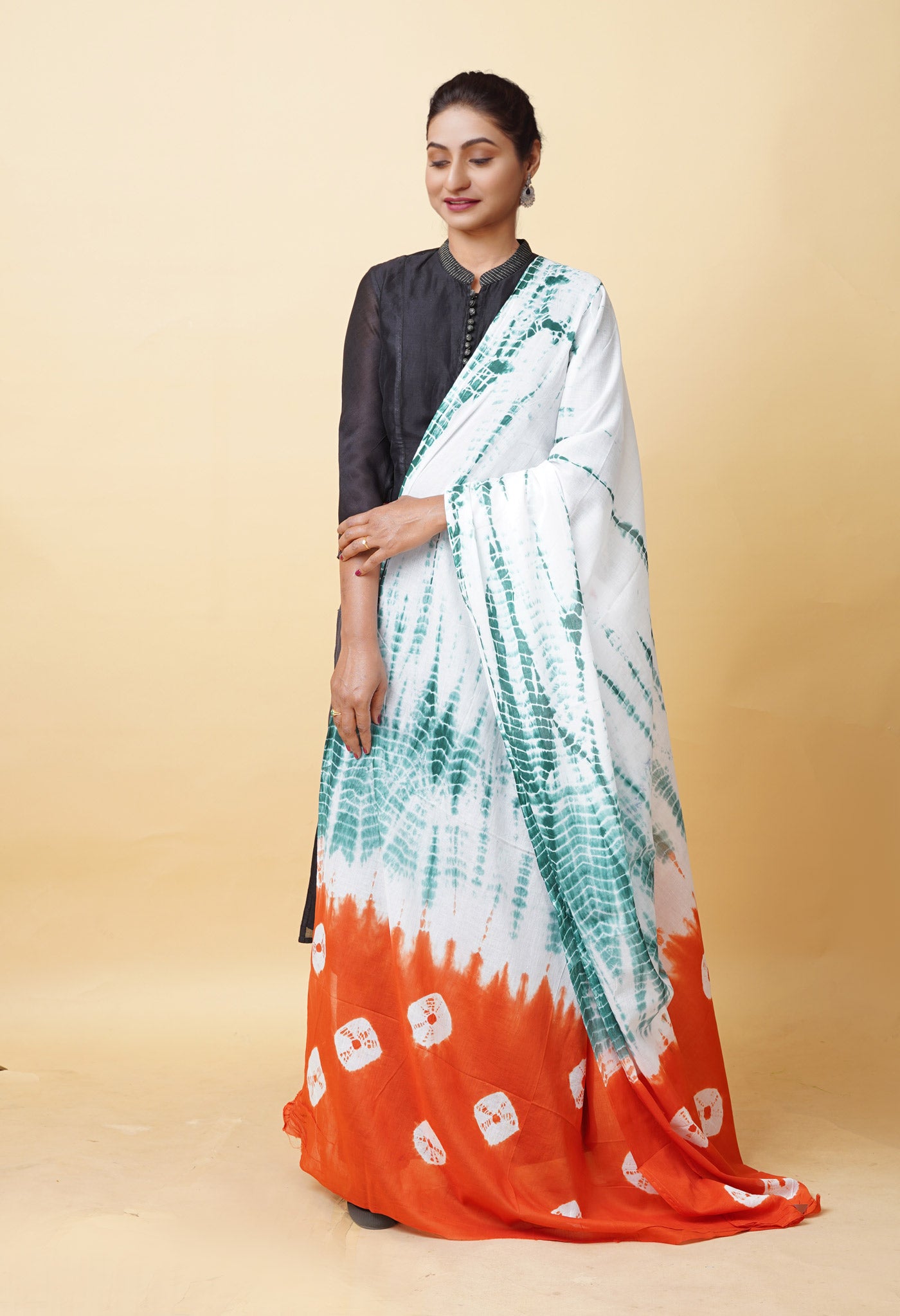 Multi Pure Tie And Dye Shibori Printed Soft Cotton Dupatta-UDS5824