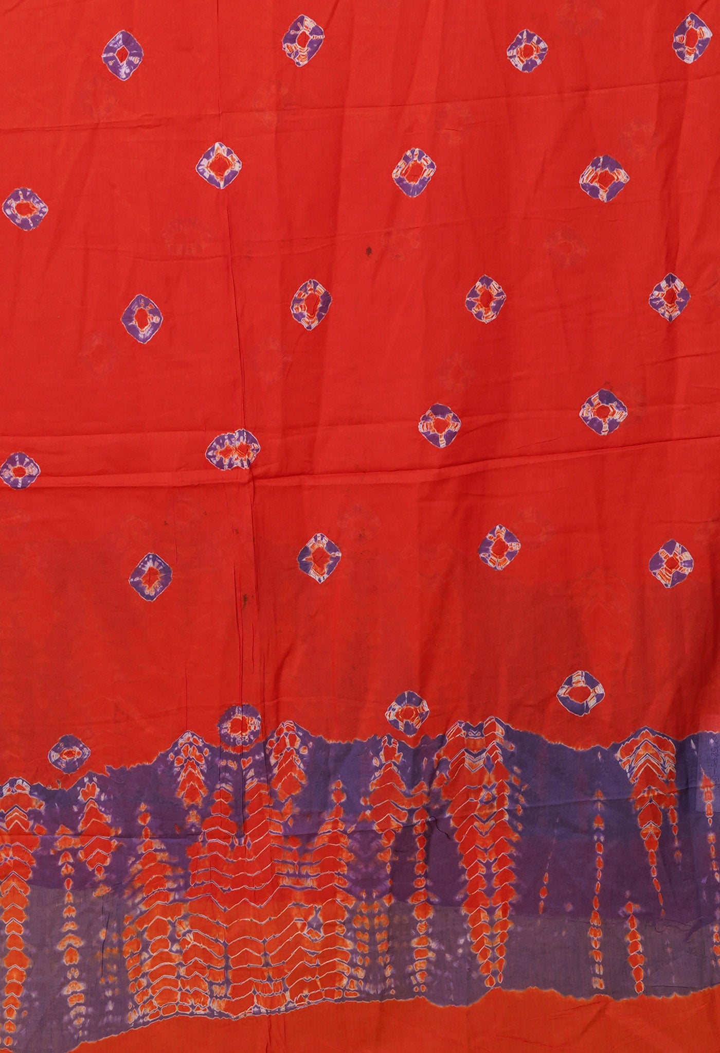 Red Pure Tie And Dye Shibori Bandhani Printed Soft Cotton Dupatta-UDS5845