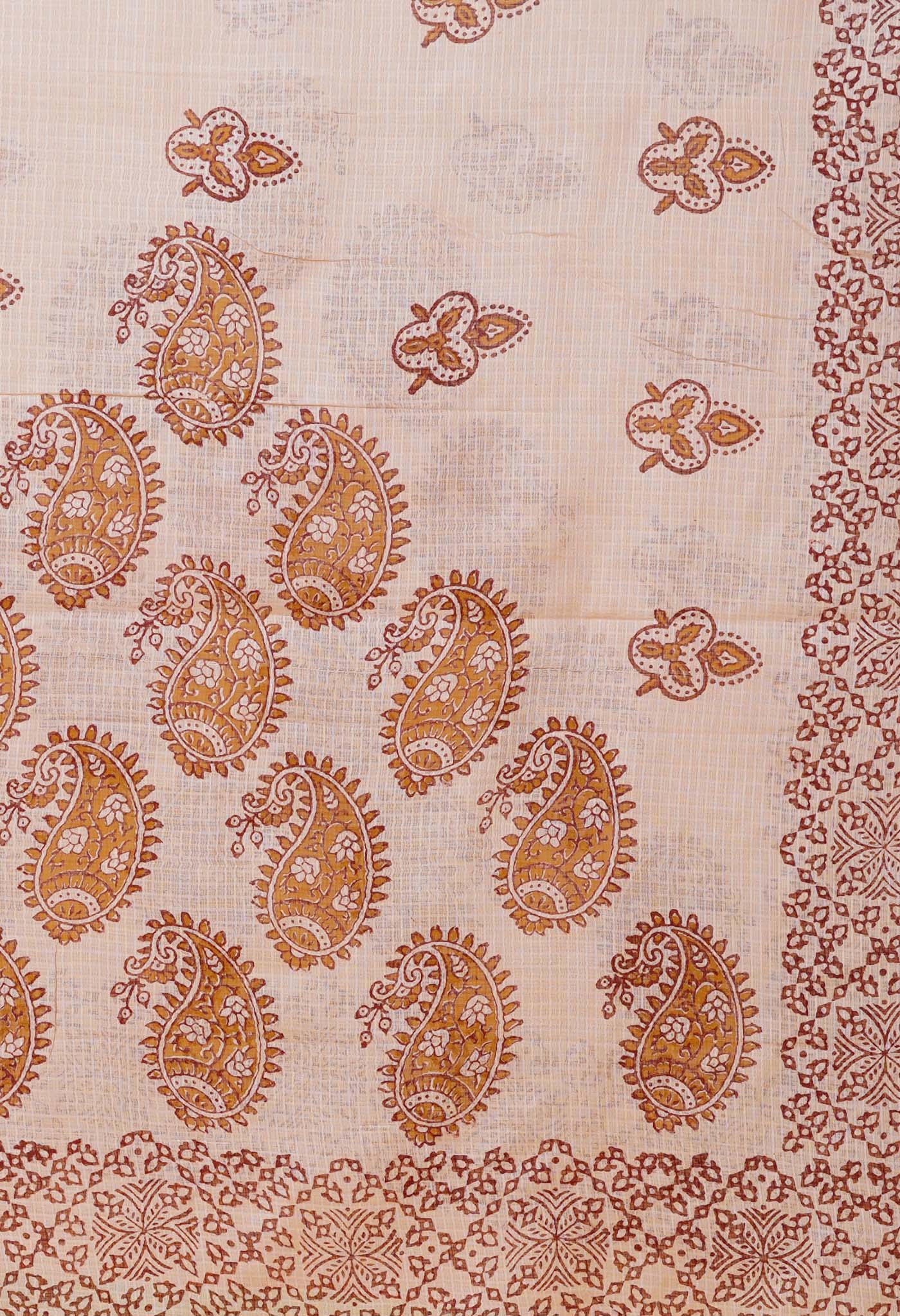 Cream Pure Block Printed Kota Dupatta-UDS5880