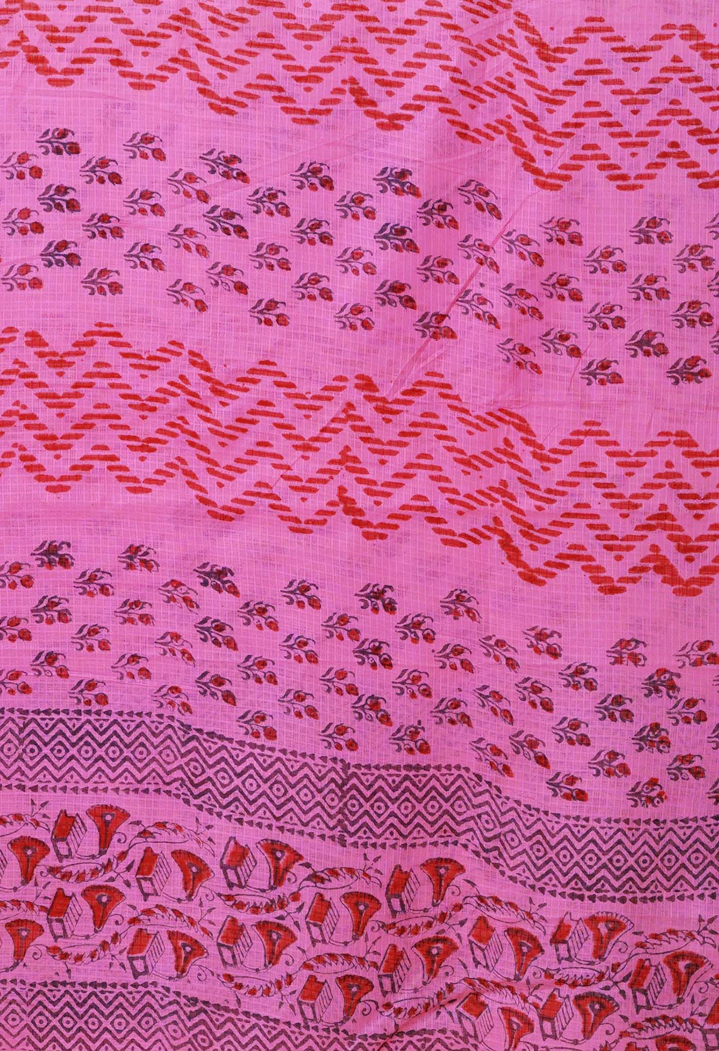 Pink Pure Block Printed Kota Dupatta