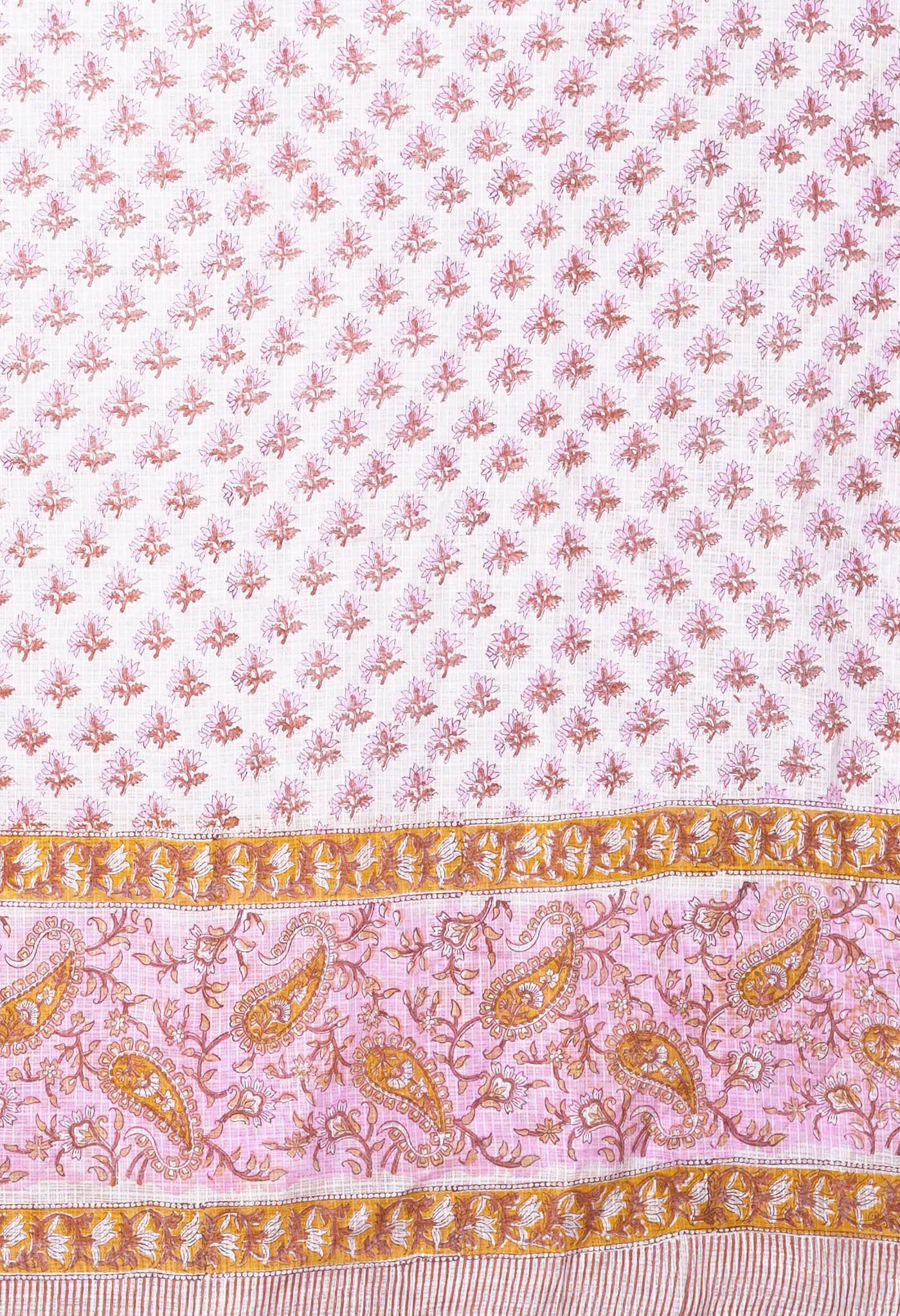 White Pure Hand Block Printed Kota Dupatta-UDS5909