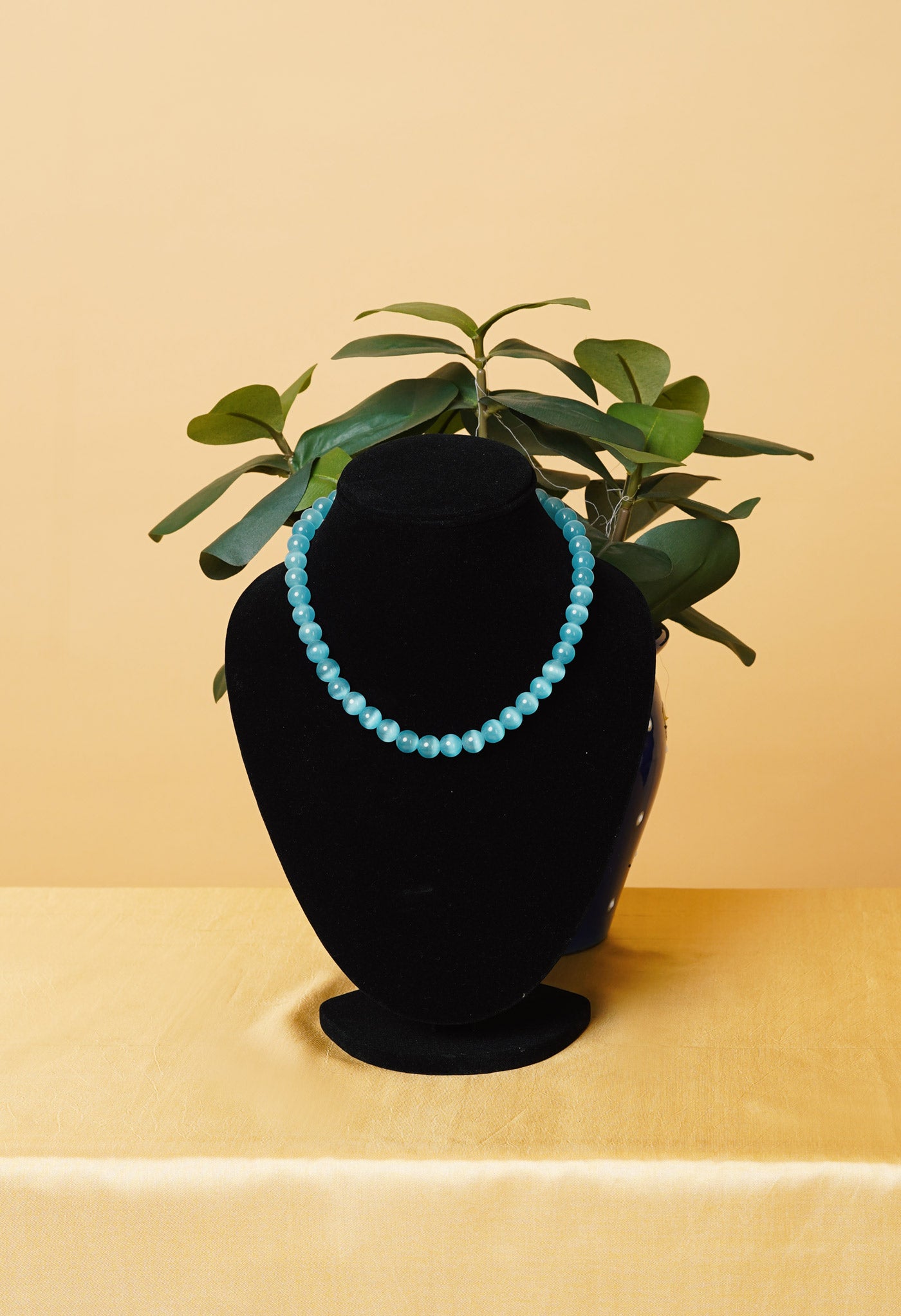 Blue Amravati Round Beads Necklace-UJ469