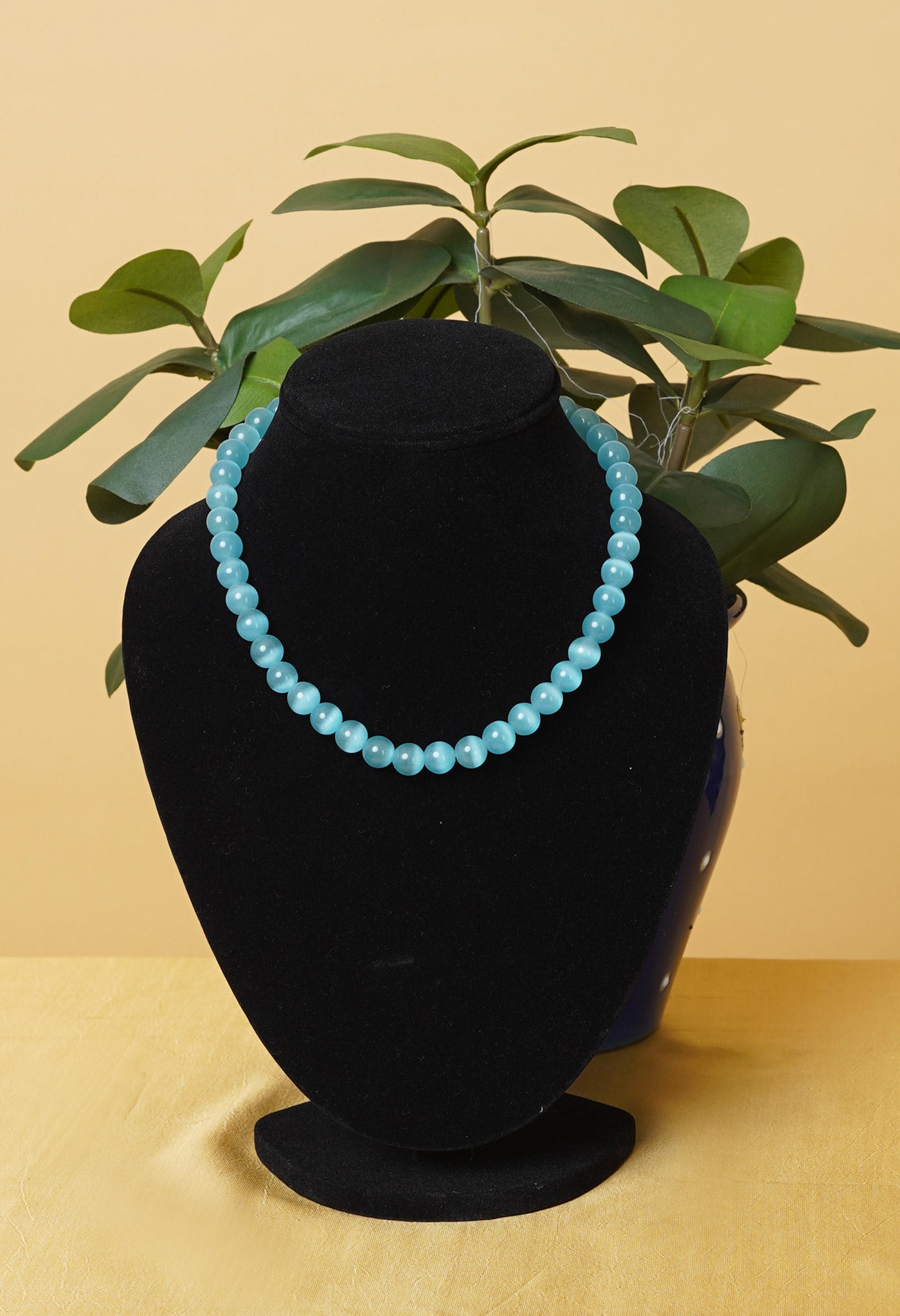 Blue Amravati Round Beads Necklace-UJ469