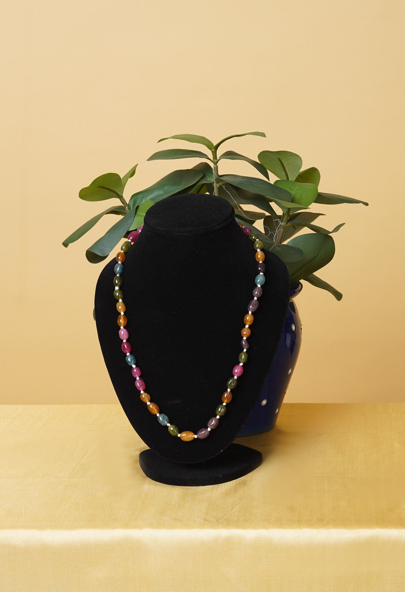 Multi Amravati Oval Beads Necklace-UJ471