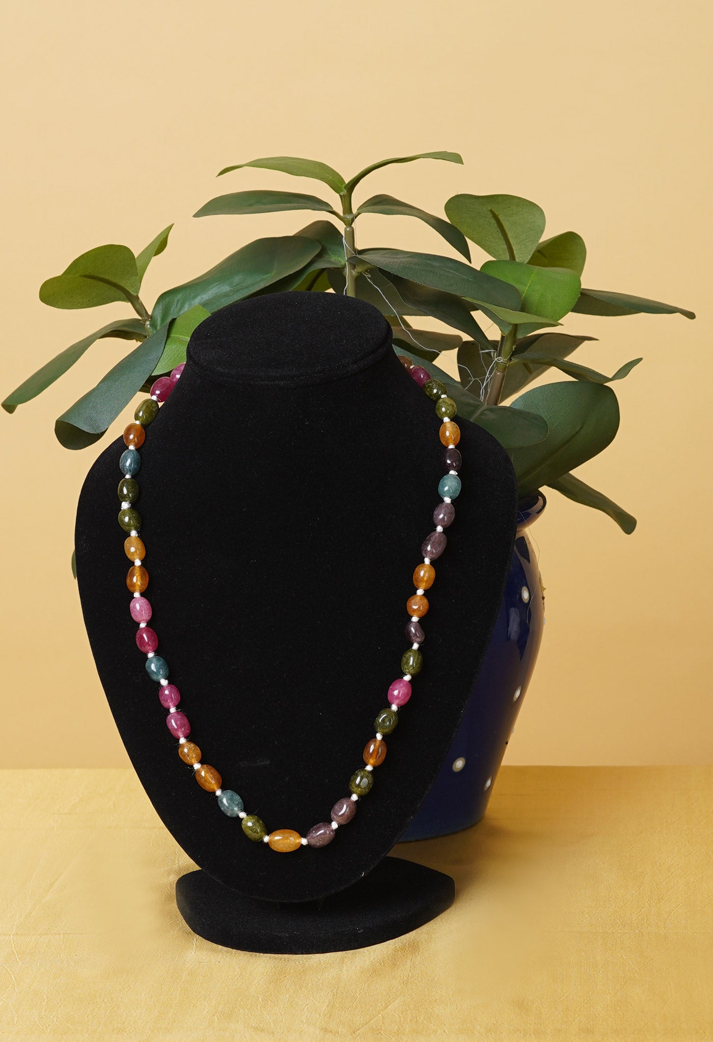 Multi Amravati Oval Beads Necklace-UJ471