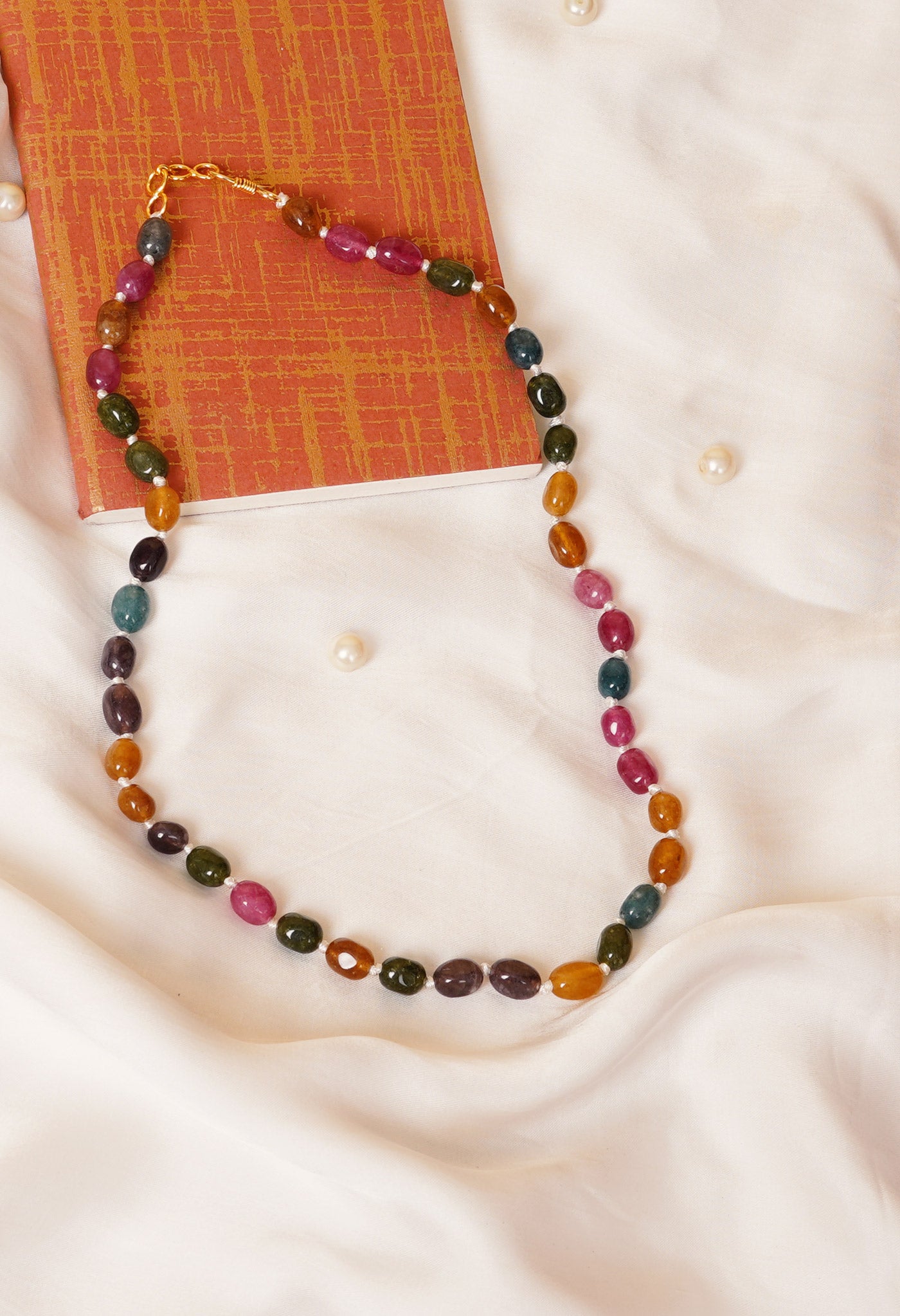 Multi Amravati Oval Beads Necklace-UJ471