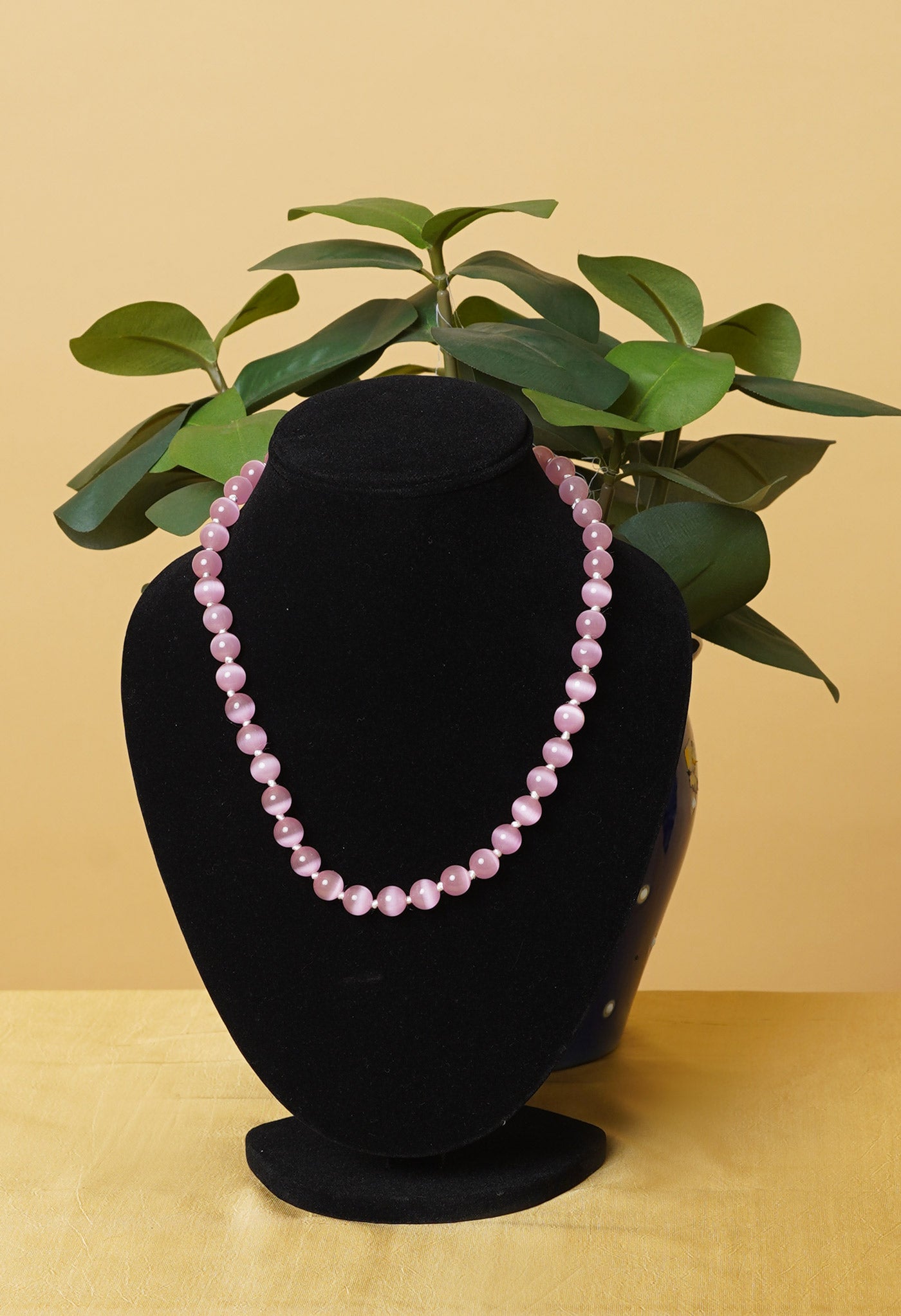 Pink Amravati Round Beads Necklace-UJ472